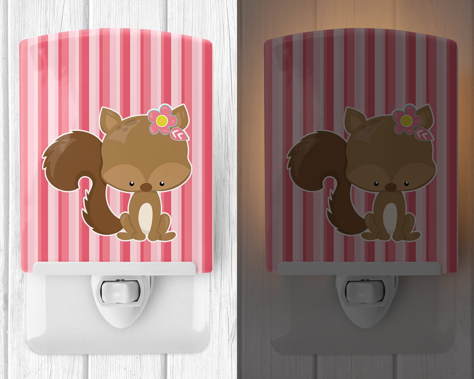 Caroline's Treasures Squirrel with Flowers Ceramic Night Light BB7094CNL