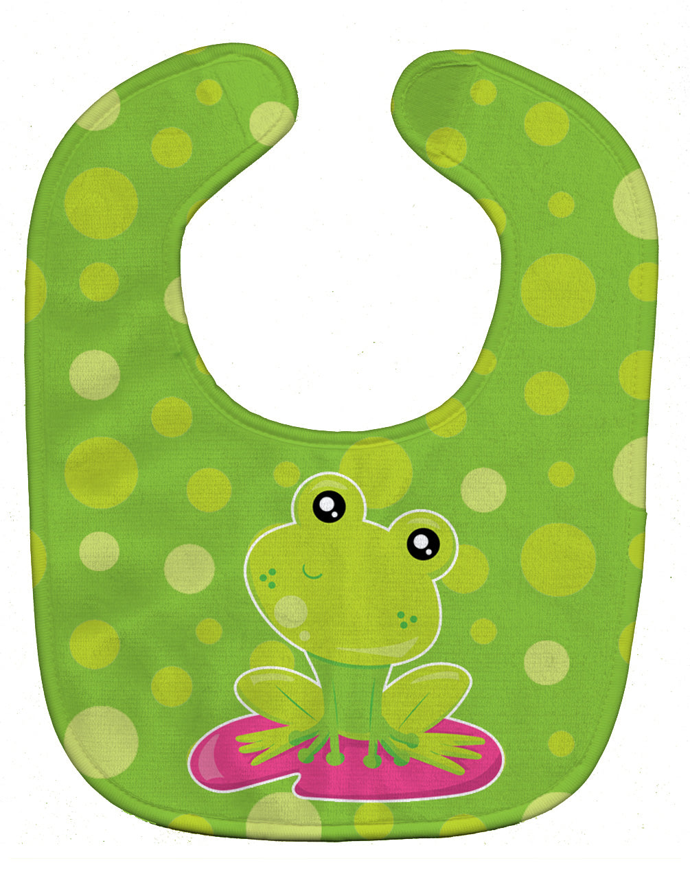 Frog on Lily Pad Green Polkadots Baby Bib BB7098BIB - the-store.com