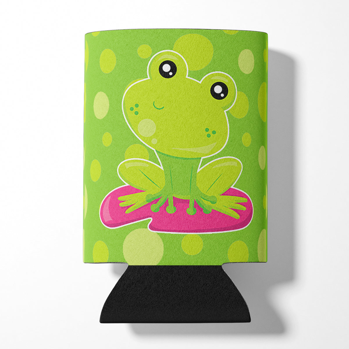 Frog on Lily Pad Green Polkadots Can or Bottle Hugger BB7098CC