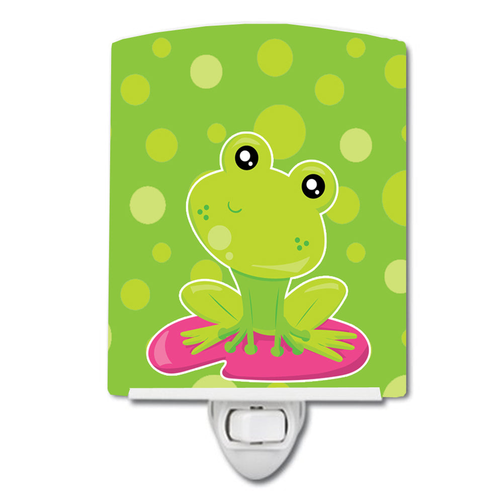 Frog on Lily Pad Green Polkadots Ceramic Night Light BB7098CNL - the-store.com