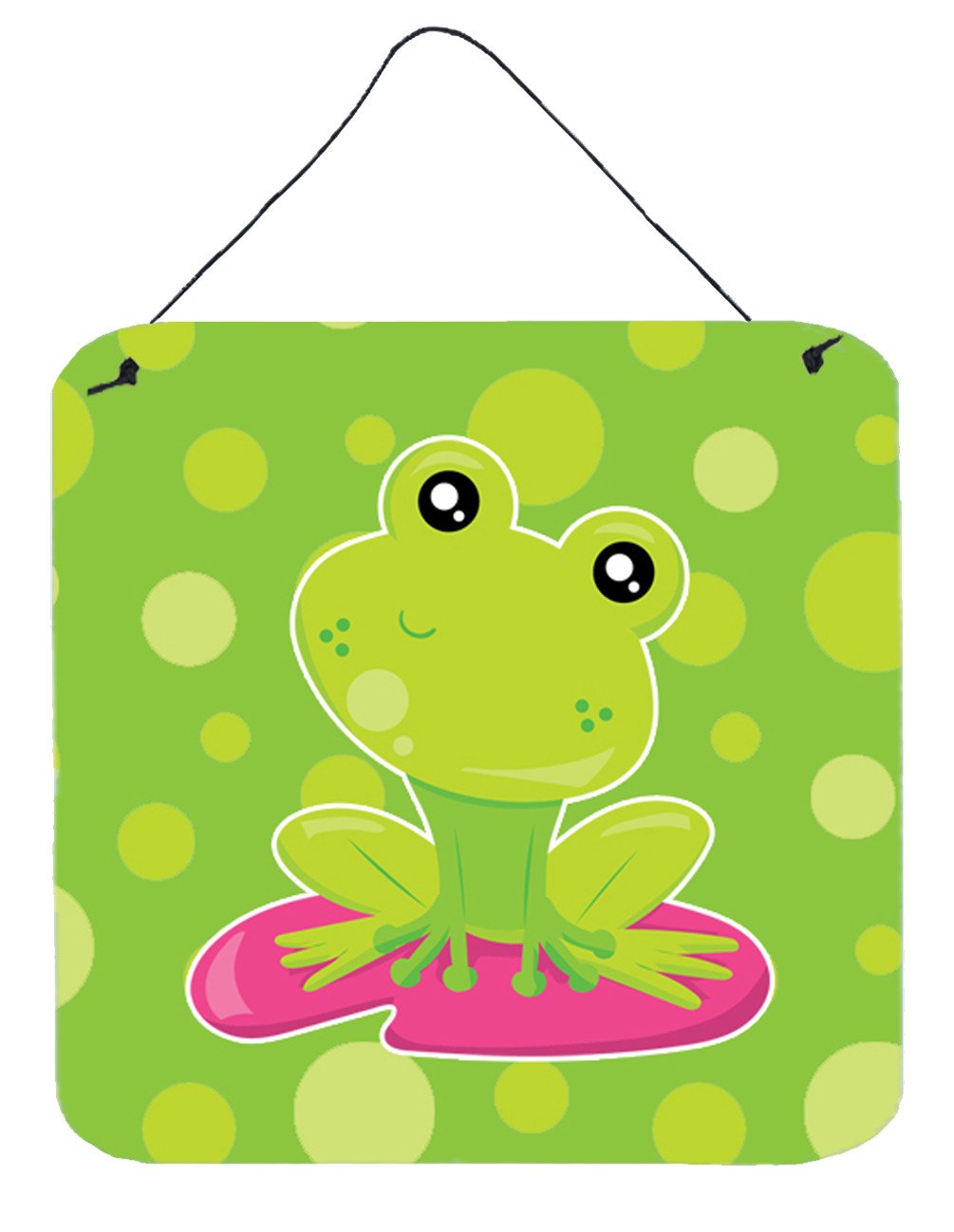 Frog on Lily Pad Green Polkadots Wall or Door Hanging Prints BB7098DS66 by Caroline&#39;s Treasures
