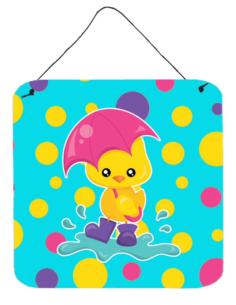 Duck in the Rain on Polkadots Wall or Door Hanging Prints BB7101DS66 by Caroline's Treasures