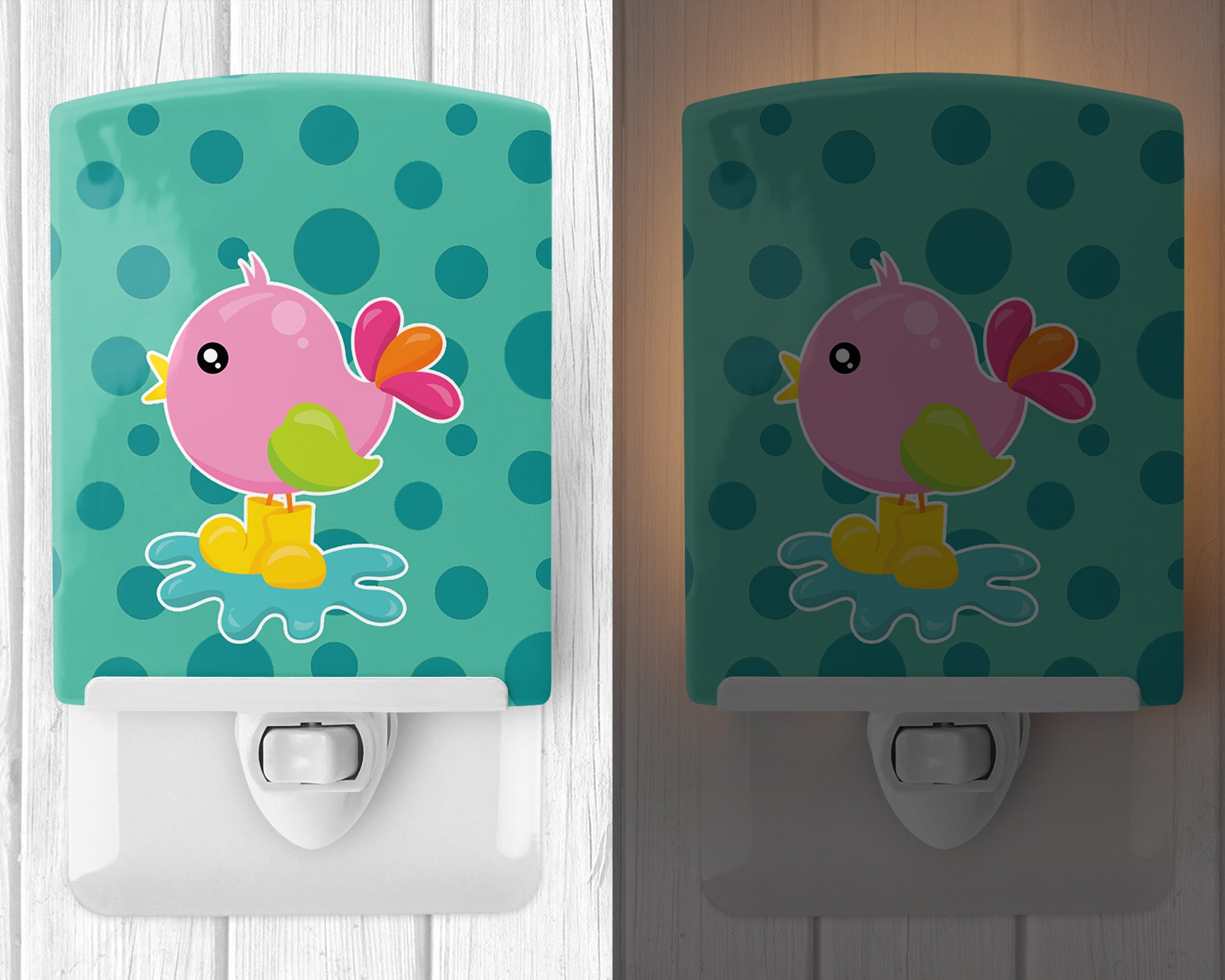 Bird in Rainboots and Puddle Ceramic Night Light BB7103CNL - the-store.com