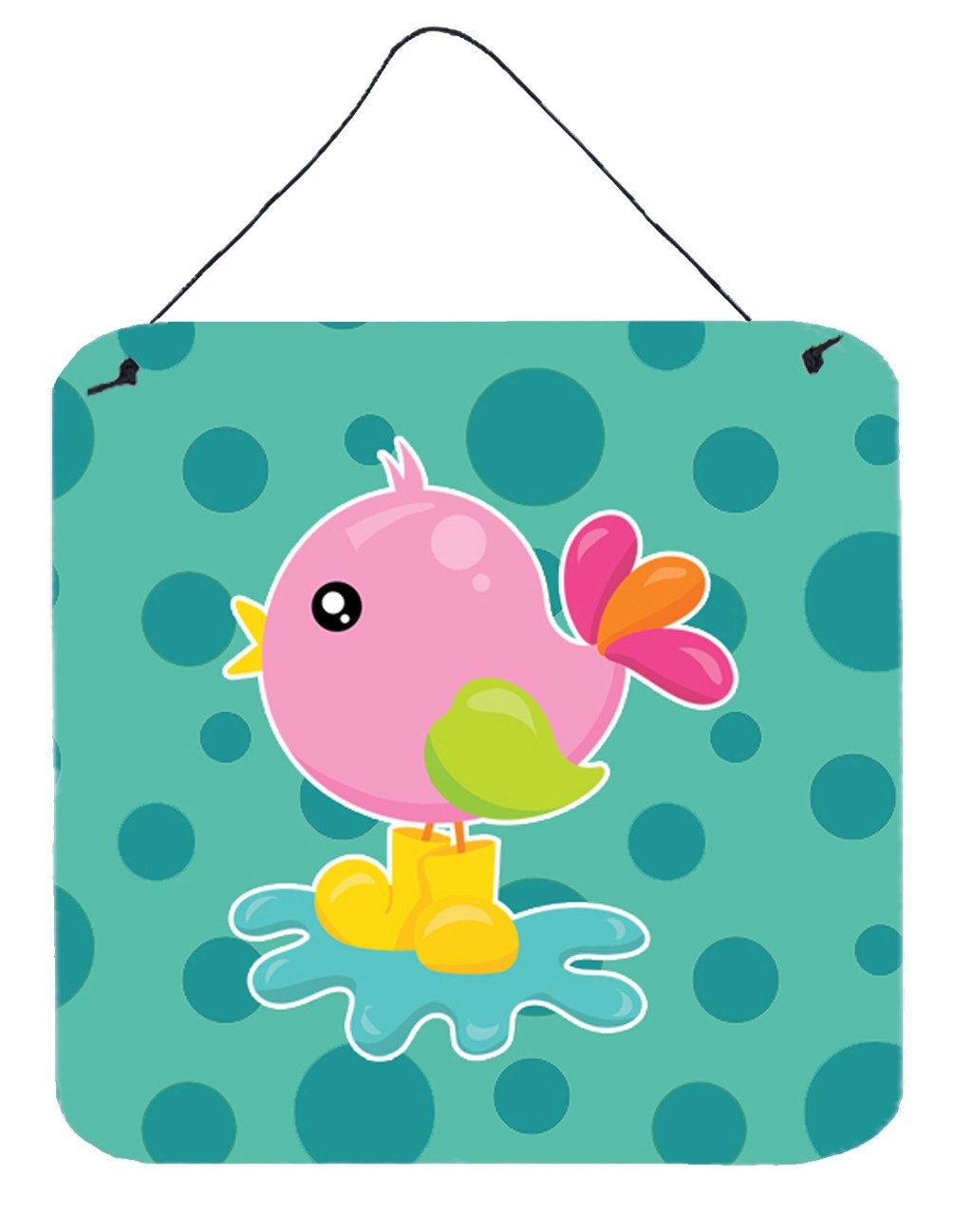 Bird in Rainboots and Puddle Wall or Door Hanging Prints BB7103DS66 by Caroline's Treasures