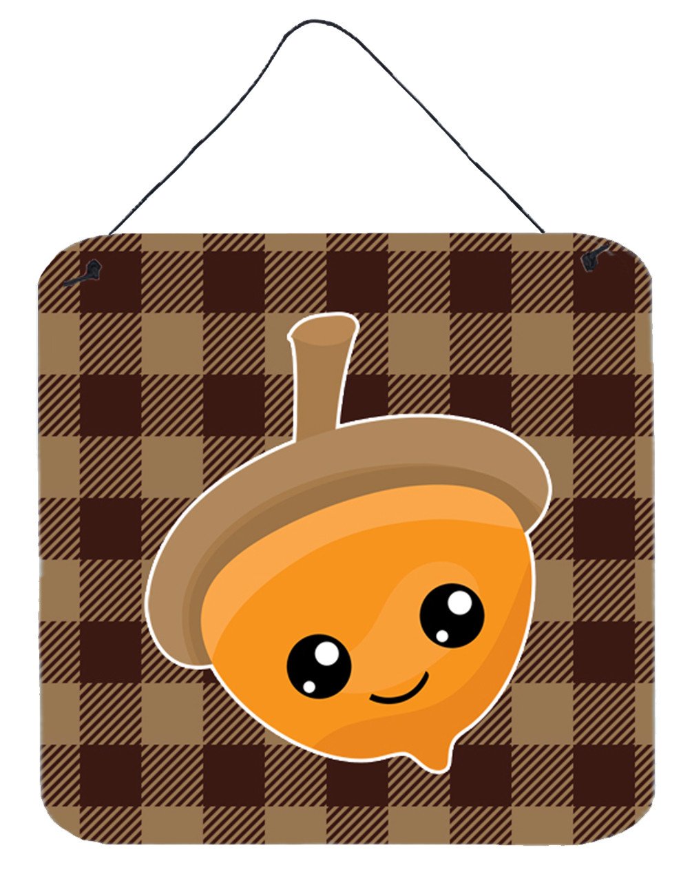 Fall Acorn on Gingham Wall or Door Hanging Prints BB7111DS66 by Caroline&#39;s Treasures