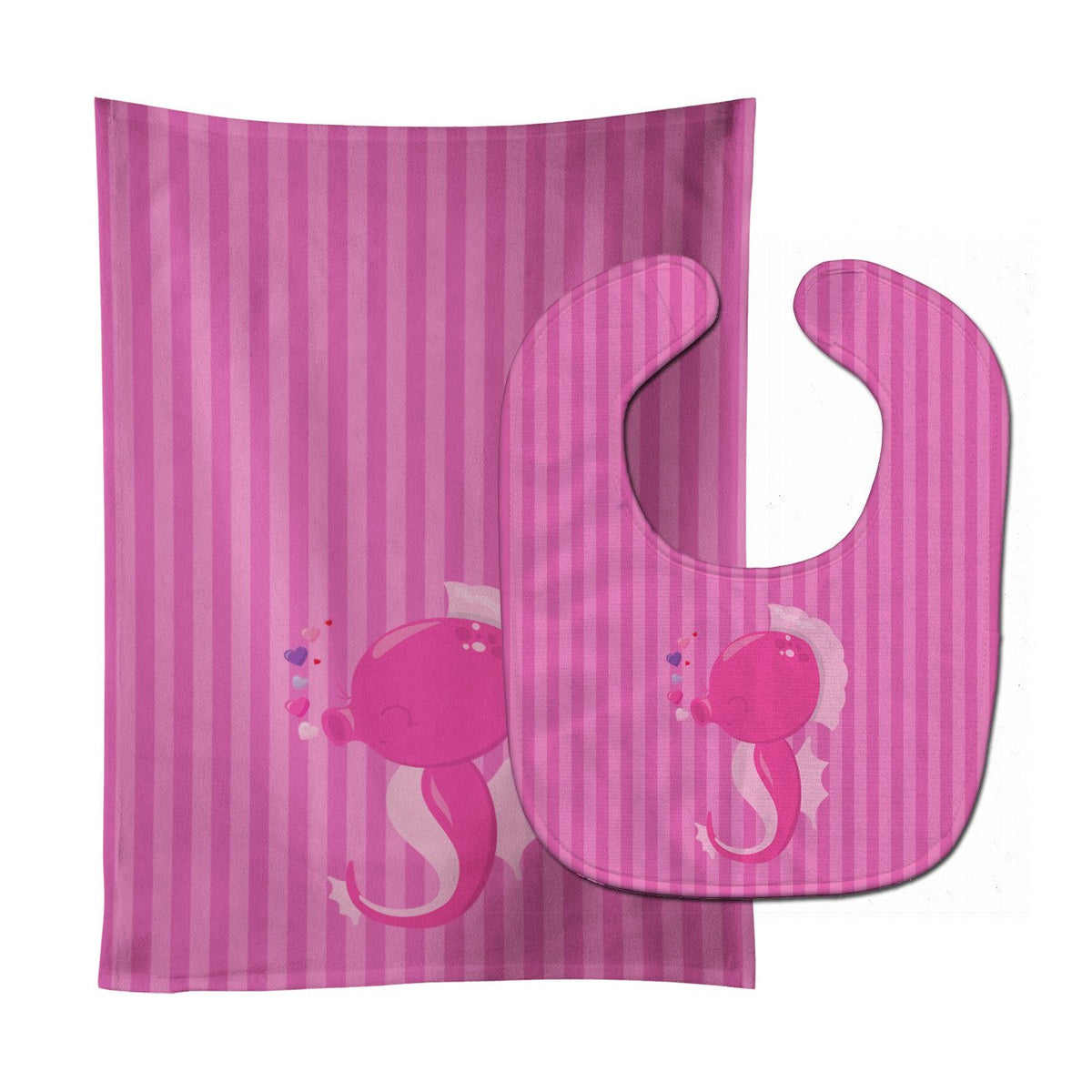Pink Seahorse Baby Bib &amp; Burp Cloth BB7130STBU by Caroline&#39;s Treasures