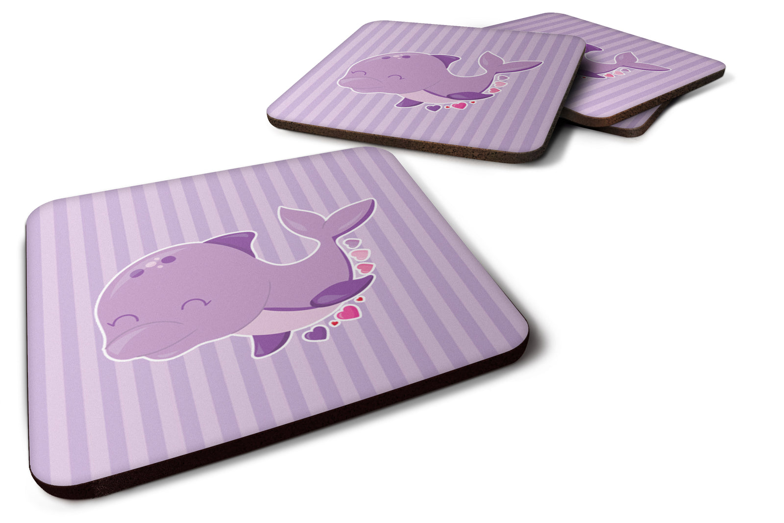 Purple Dolphin Foam Coaster Set of 4 BB7132FC - the-store.com