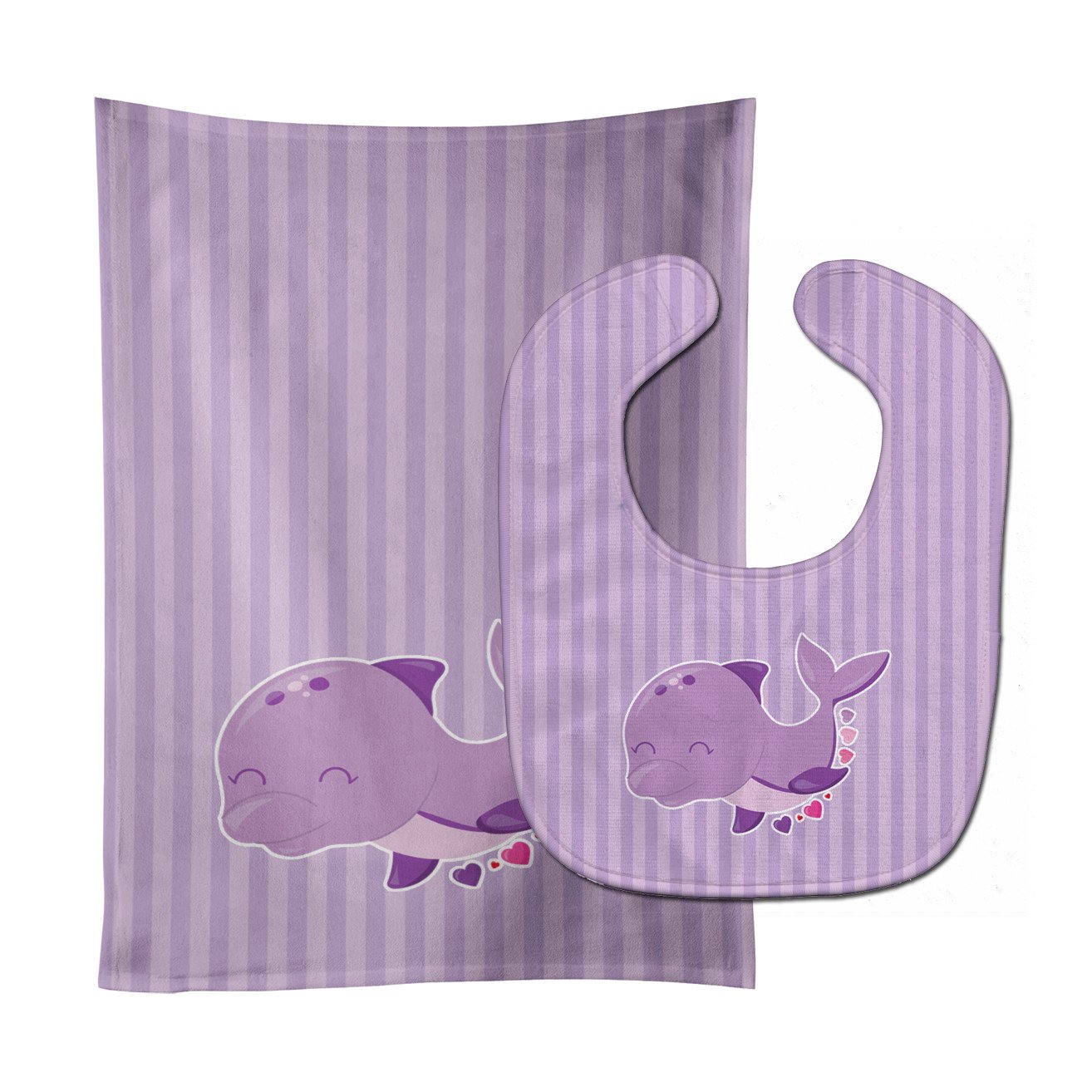 Purple Dolphin Baby Bib & Burp Cloth BB7132STBU by Caroline's Treasures