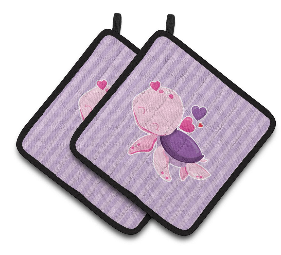 Pink and Purple Turtle Pair of Pot Holders BB7133PTHD by Caroline&#39;s Treasures