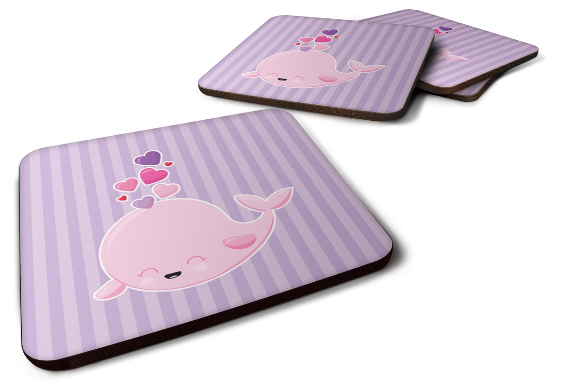 Pink Whale Foam Coaster Set of 4 BB7134FC - the-store.com