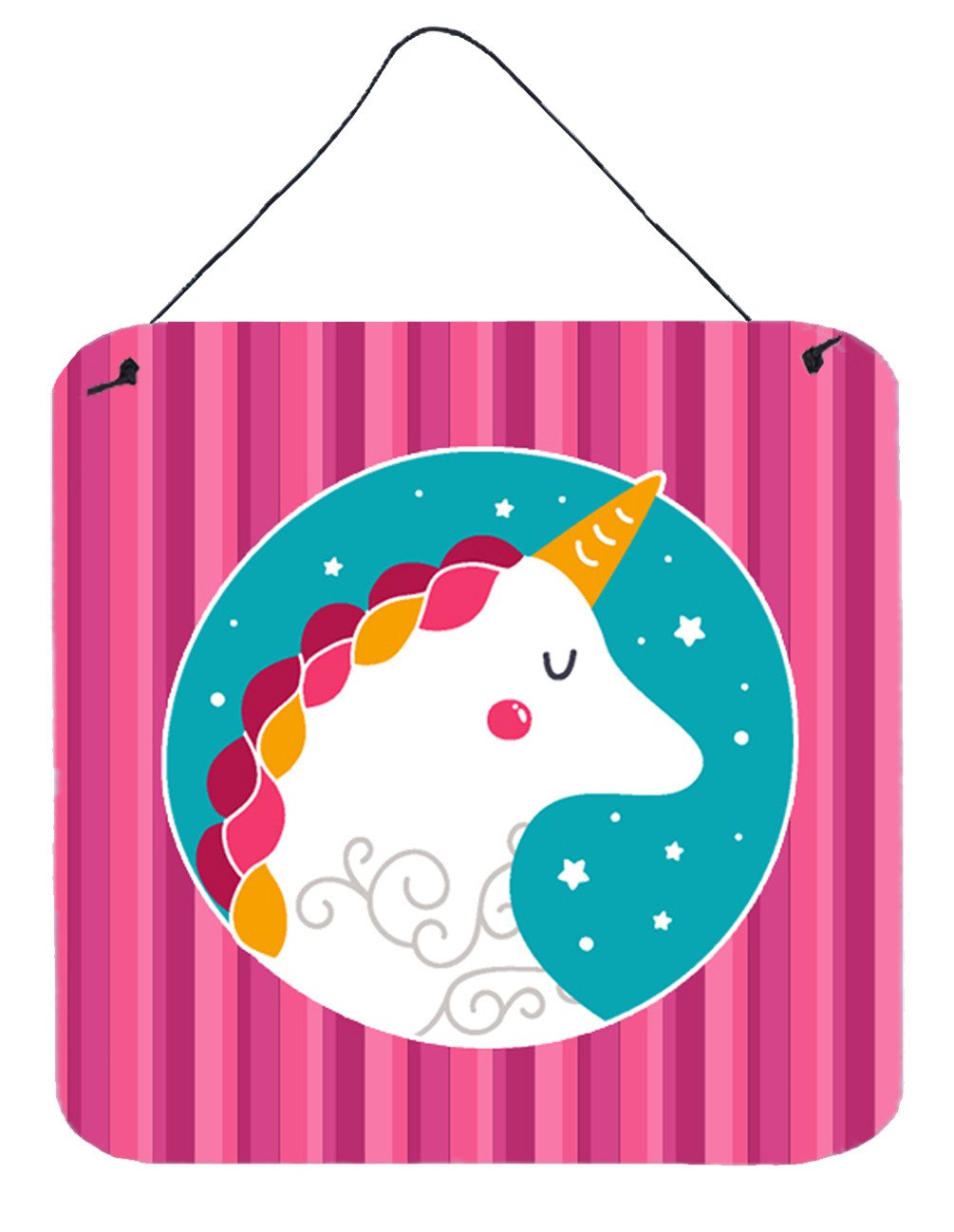 Unicorn Pink Stripes Wall or Door Hanging Prints BB7139DS66 by Caroline&#39;s Treasures