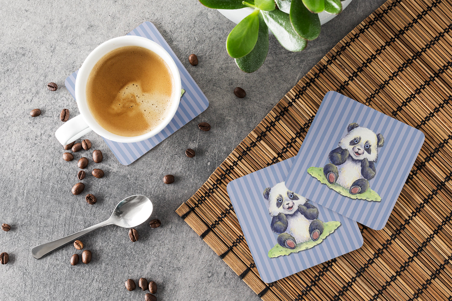 Panda Bear Foam Coaster Set of 4 BB7142FC - the-store.com
