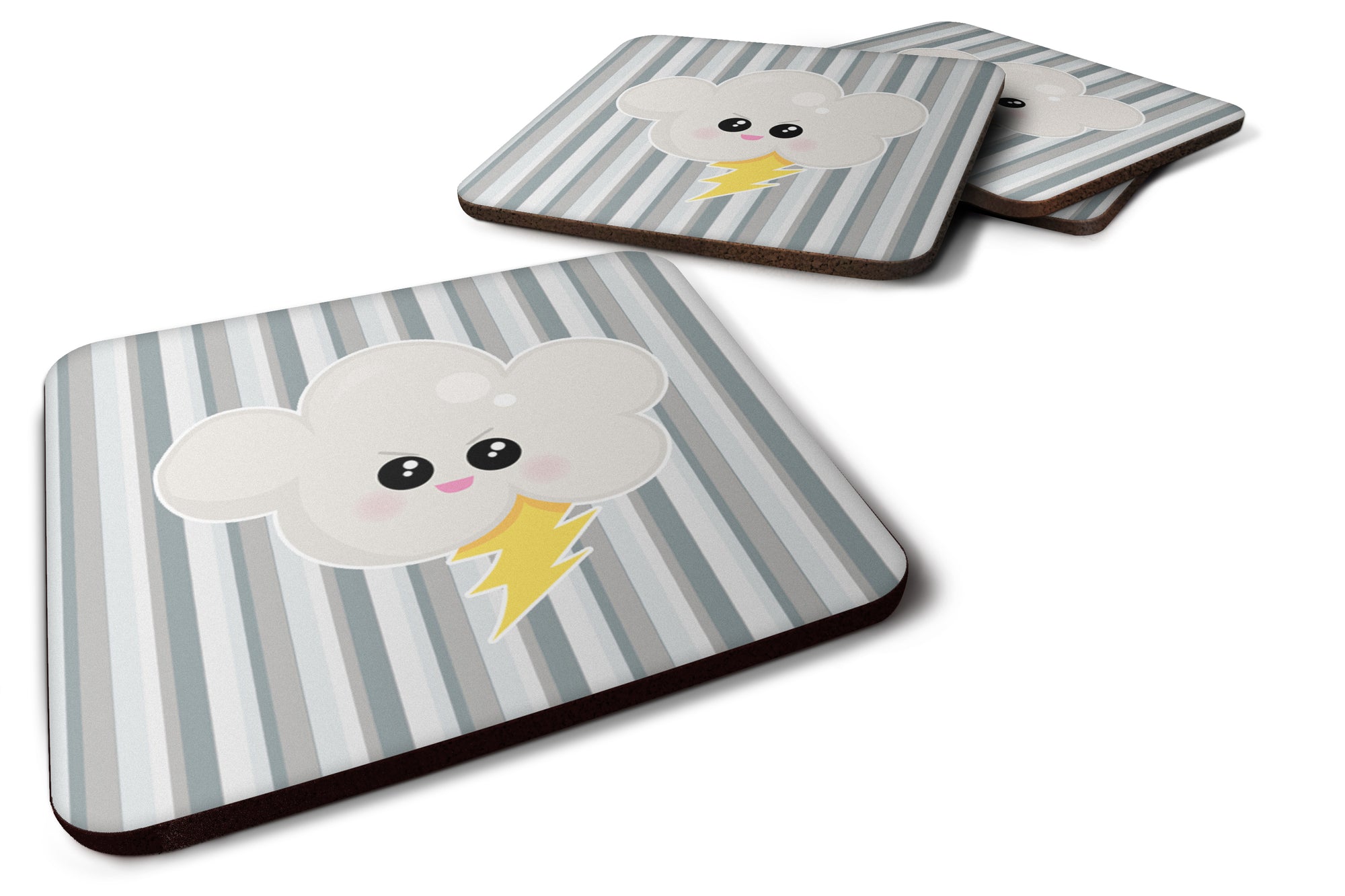 Weather Thuderstorm Face Foam Coaster Set of 4 BB7148FC - the-store.com