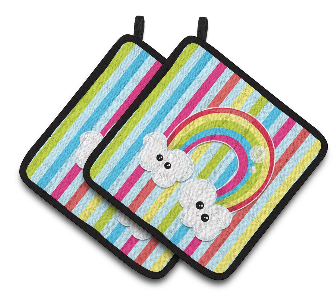 Weather Rainbow Face Pair of Pot Holders BB7151PTHD by Caroline&#39;s Treasures