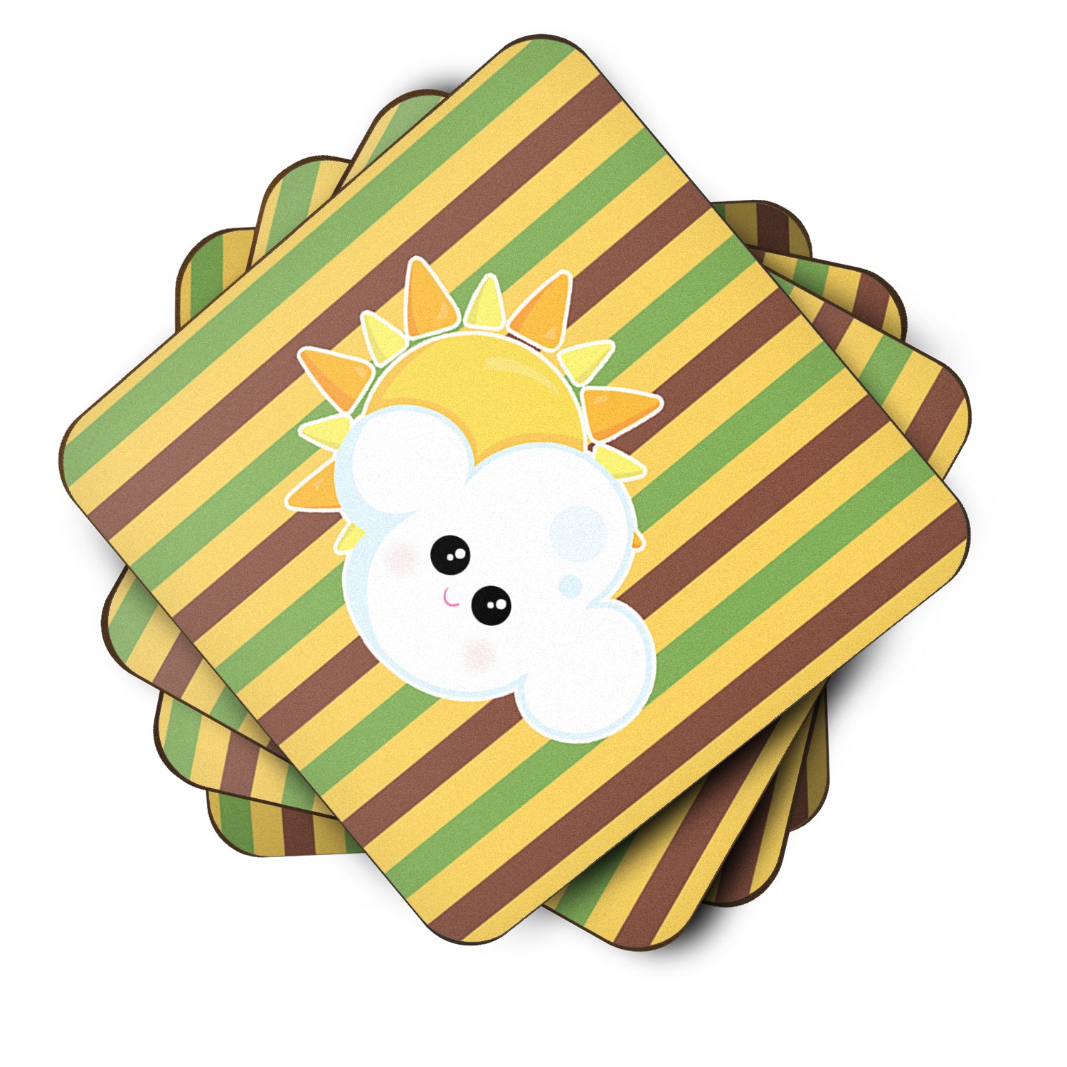 Weather Partly Cloudy Face Foam Coaster Set of 4 BB7152FC - the-store.com