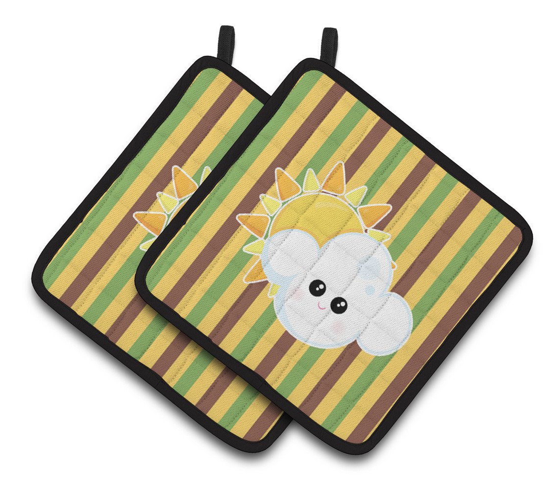 Weather Partly Cloudy Face Pair of Pot Holders BB7152PTHD by Caroline's Treasures