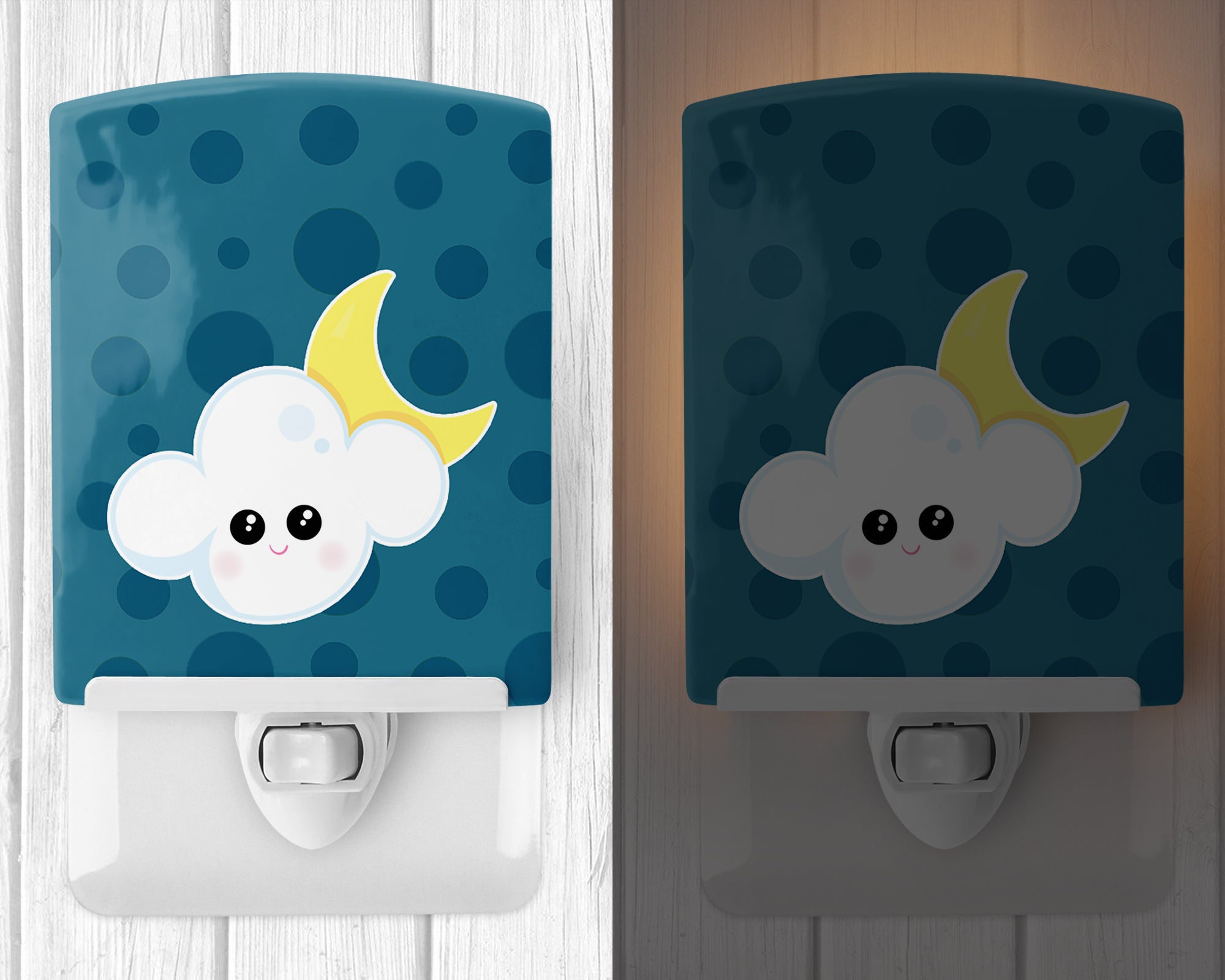 Weather Cloudy Moon Face Ceramic Night Light BB7154CNL - the-store.com