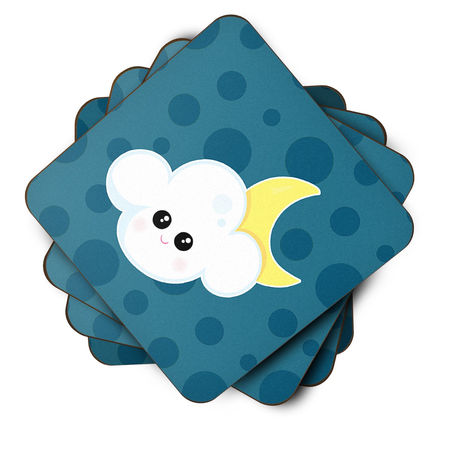 Weather Cloudy Moon Face Foam Coaster Set of 4 BB7154FC - the-store.com