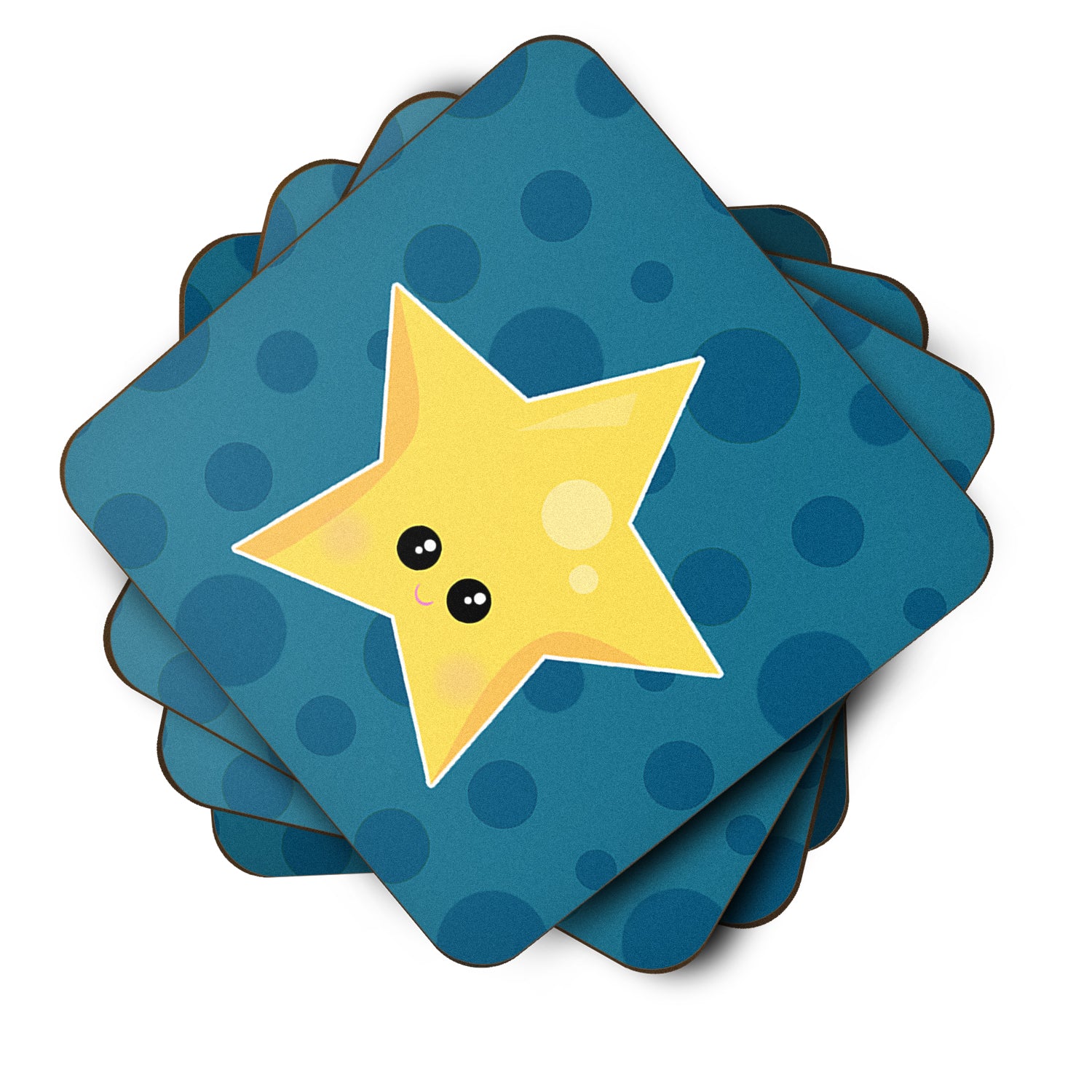 Weather Night Star Face Foam Coaster Set of 4 BB7159FC - the-store.com