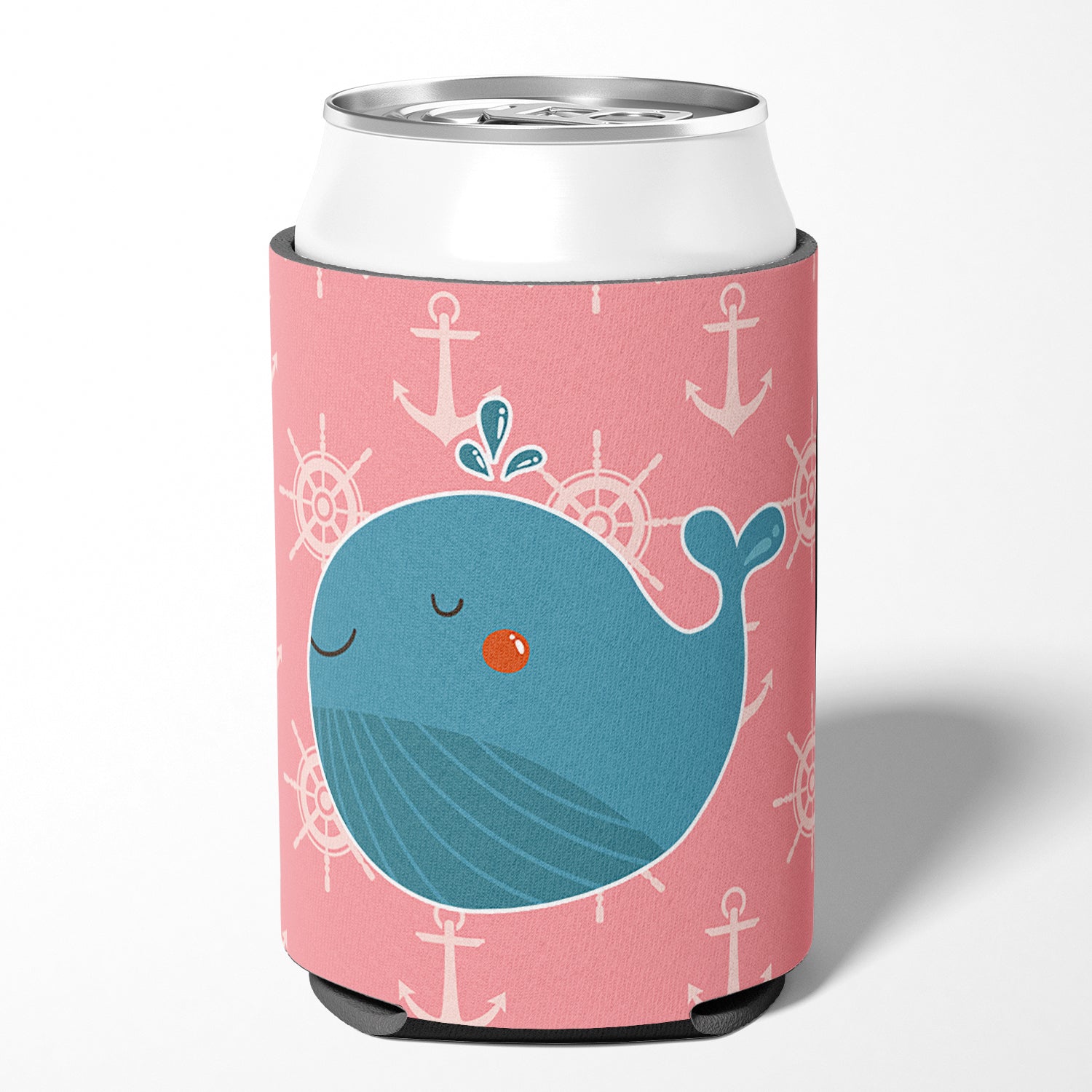 Whale on Pink Nautical Can or Bottle Hugger BB7160CC