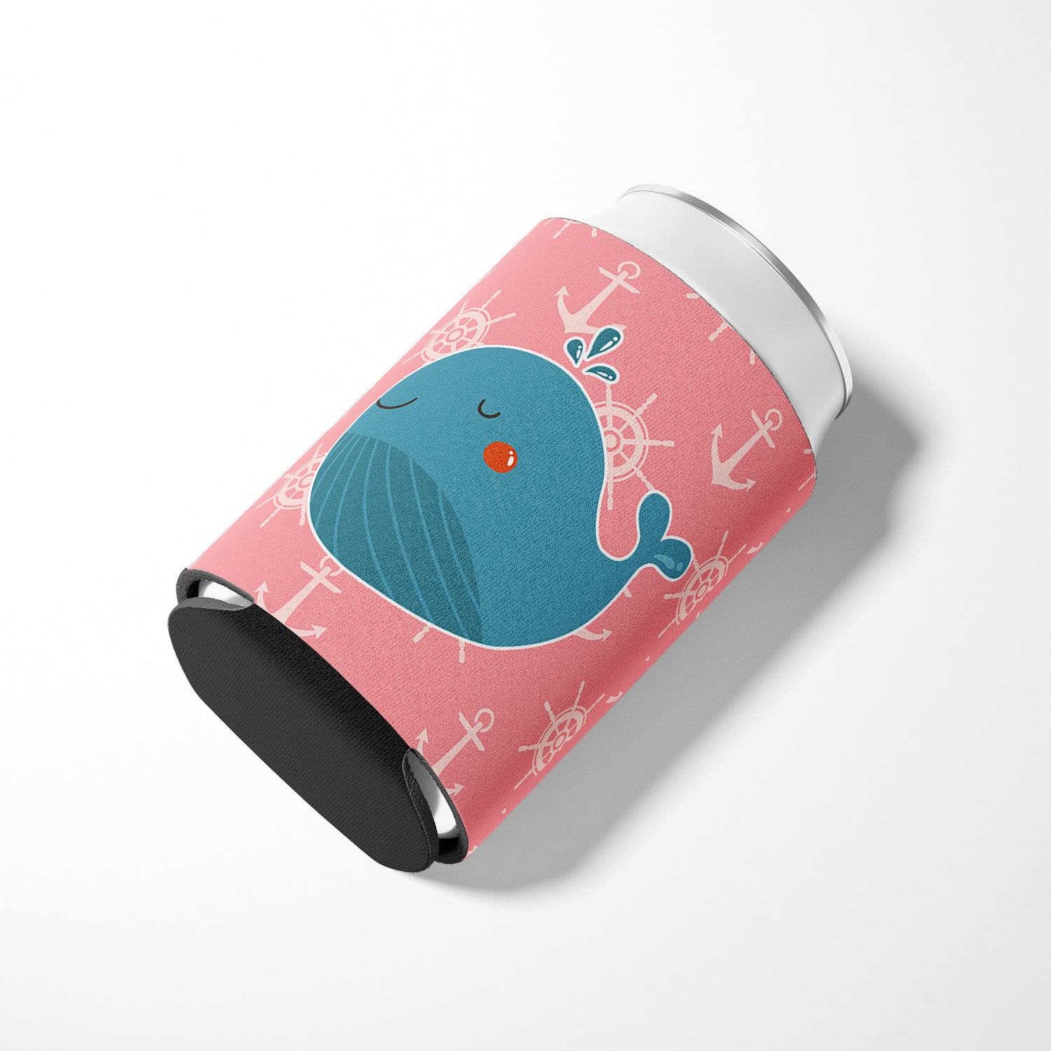Whale on Pink Nautical Can or Bottle Hugger BB7160CC