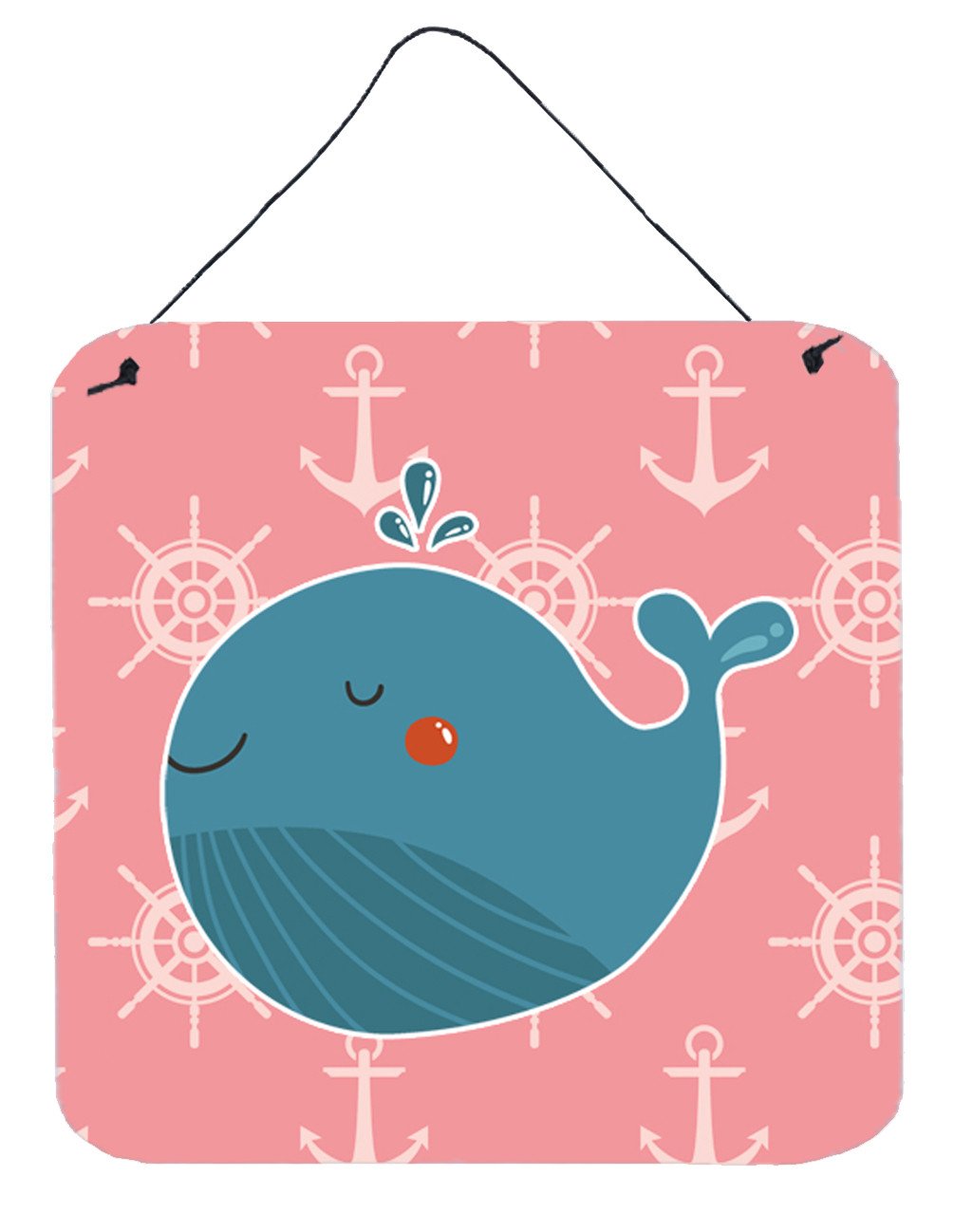 Whale on Pink Nautical Wall or Door Hanging Prints BB7160DS66 by Caroline's Treasures