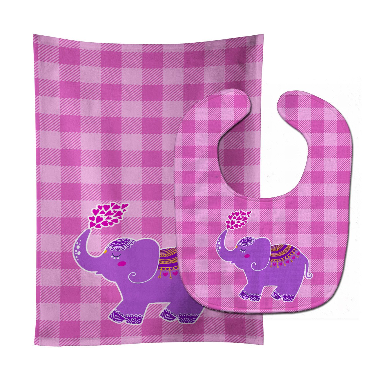 Purple Elephant Baby Bib & Burp Cloth BB7161STBU by Caroline's Treasures