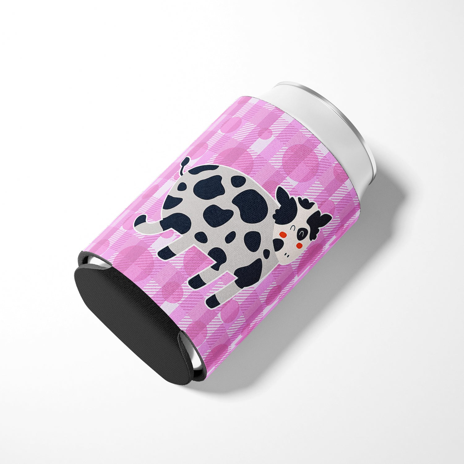 Cow on Pink Polkadots Can or Bottle Hugger BB7162CC  the-store.com.