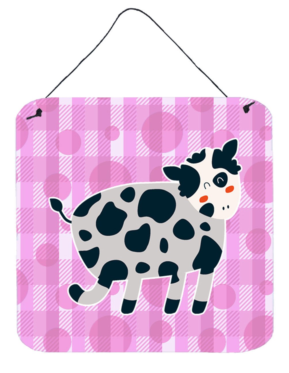 Cow on Pink Polkadots Wall or Door Hanging Prints BB7162DS66 by Caroline's Treasures
