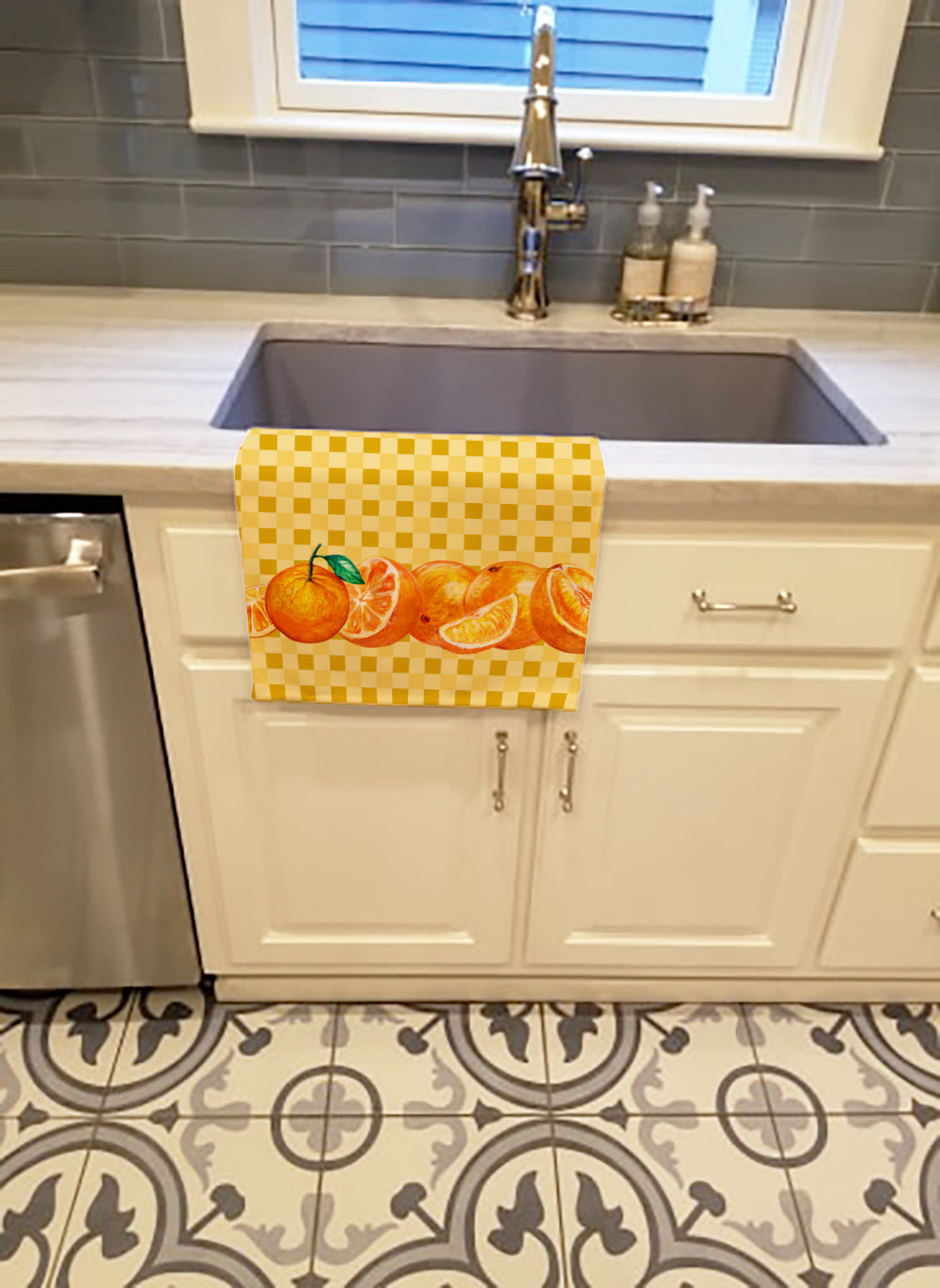 Oranges on Basketweave Kitchen Towel BB7177KTWL - the-store.com