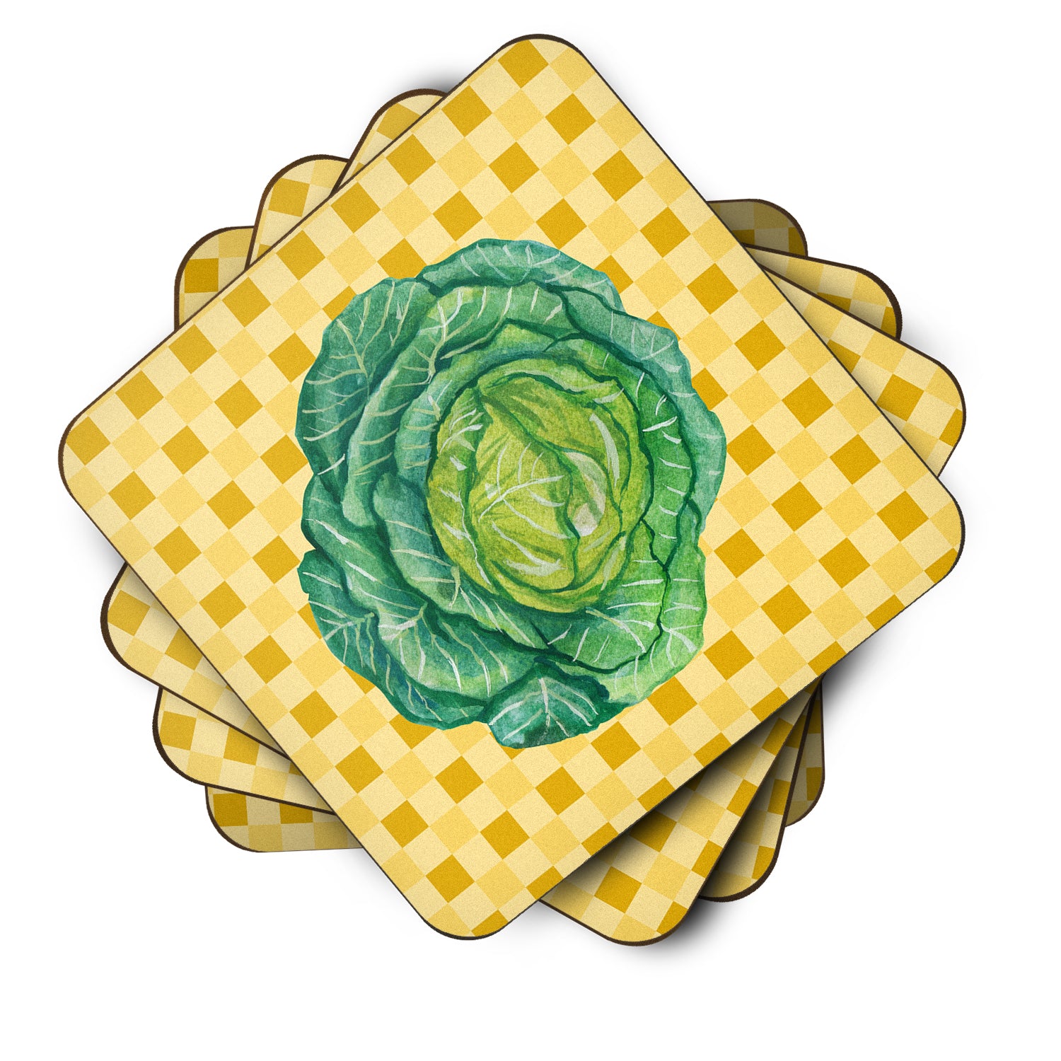 Cabbage on Basketweave Foam Coaster Set of 4 BB7187FC - the-store.com