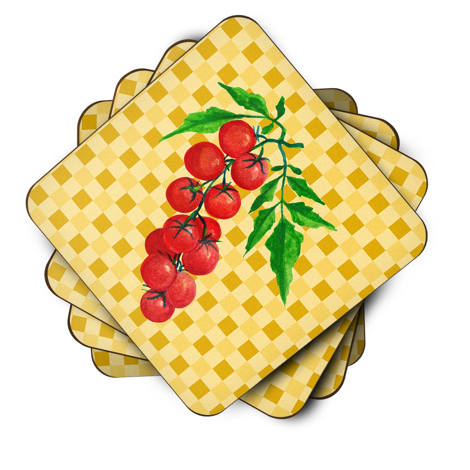 Caroline's Treasures Cherry Tomato on Basketweave Foam Coaster BB7194FC