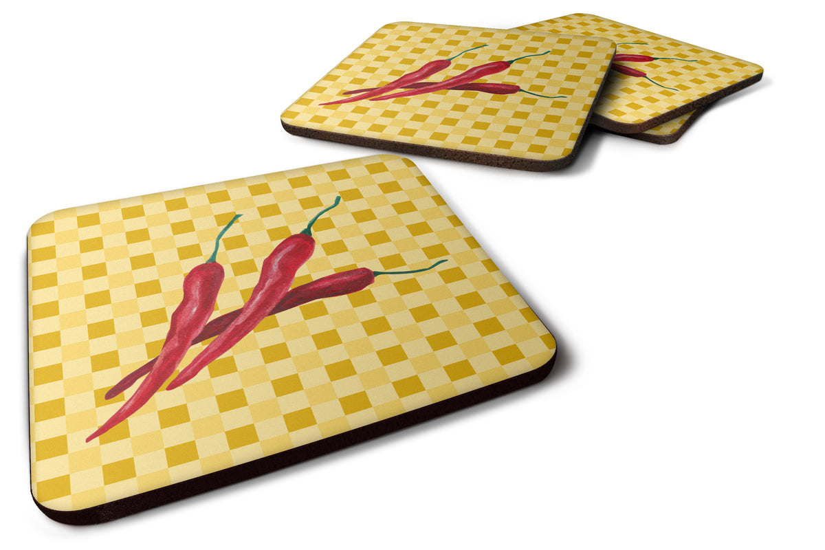 Chili Peppers on Basketweave Foam Coaster Set of 4 BB7195FC - the-store.com