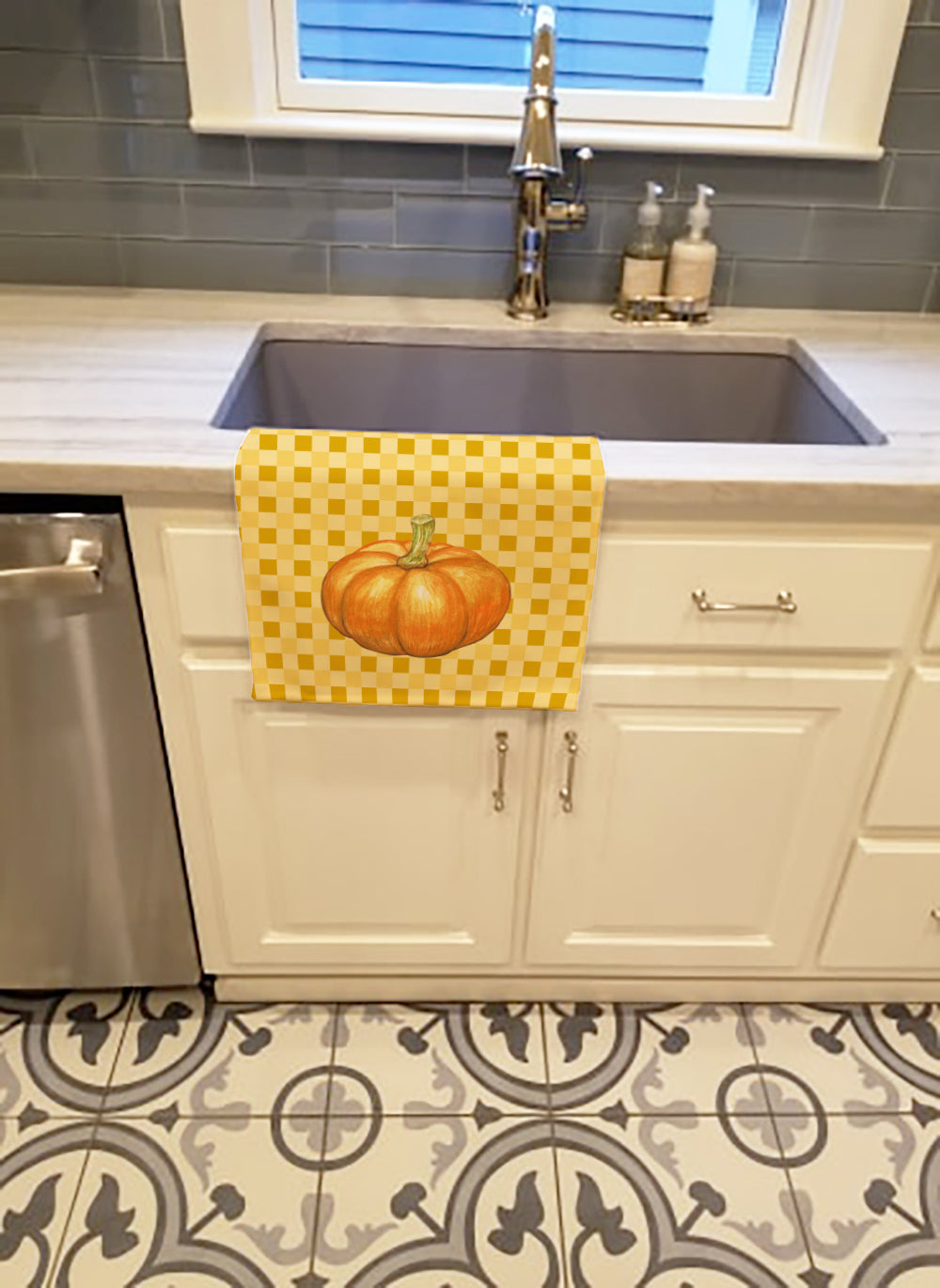 Pumpkin on Basketweave Kitchen Towel BB7209KTWL - the-store.com
