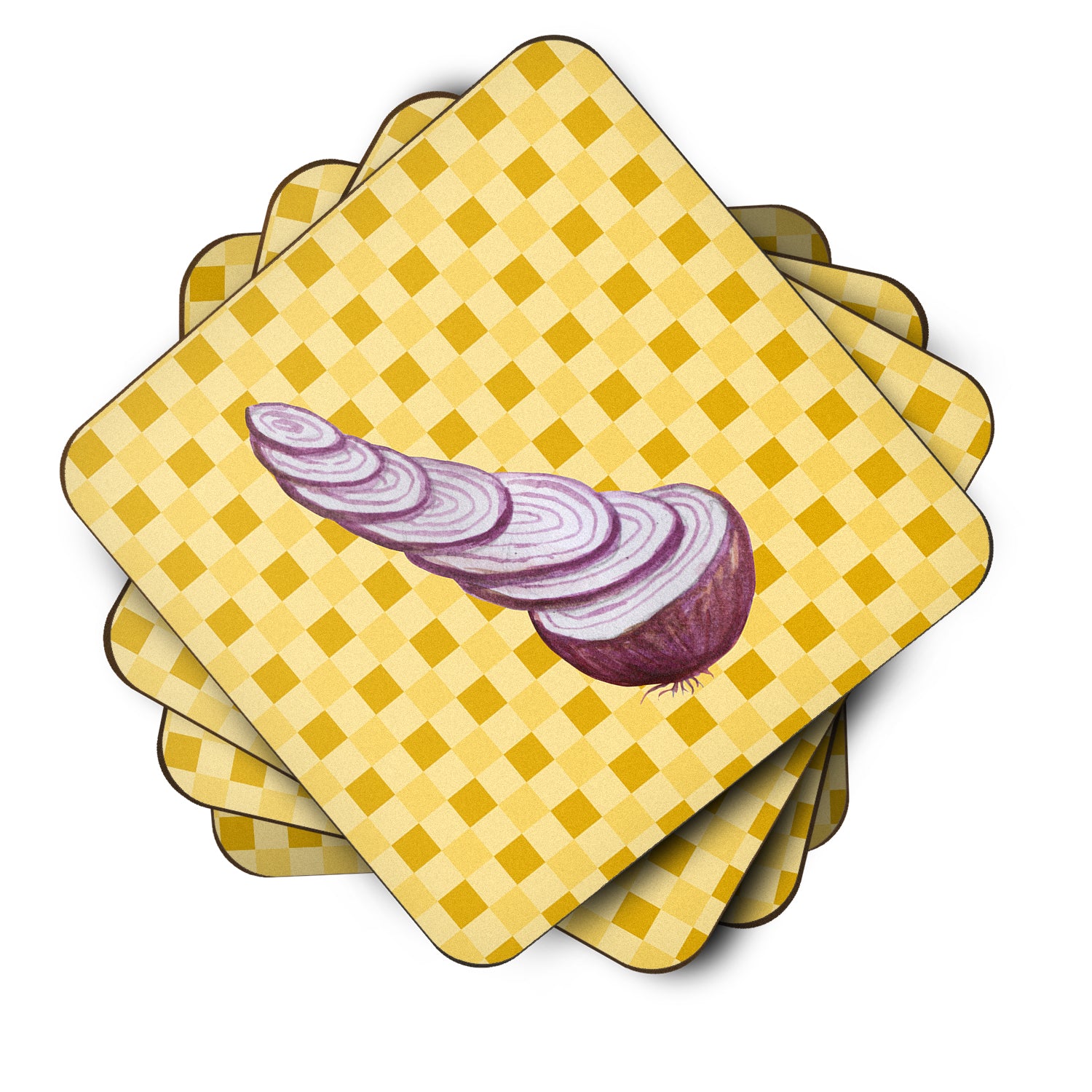 Caroline's Treasures Red Onion on Basketweave Foam Coaster BB7211FC