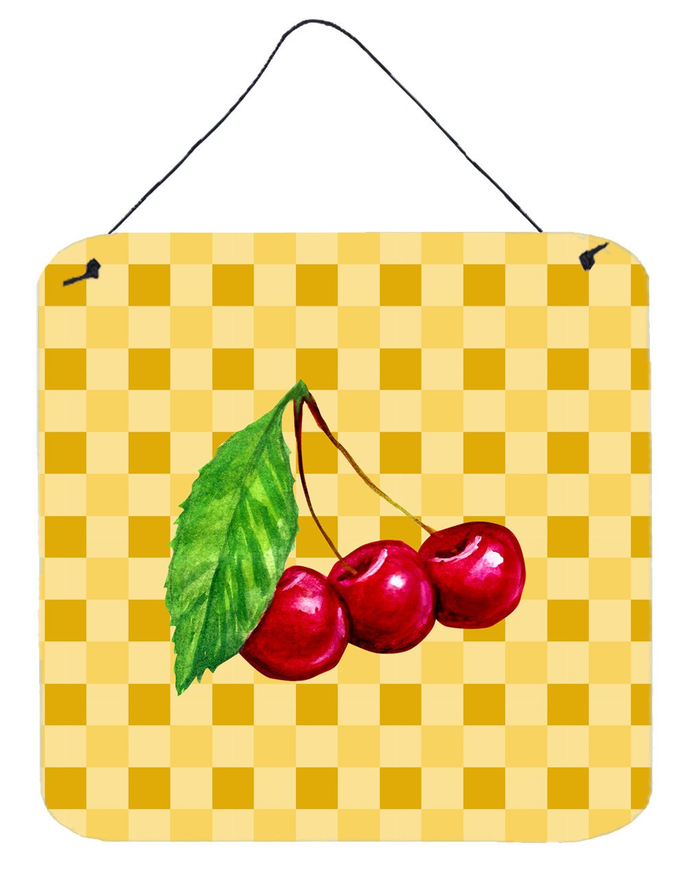 Cherries on Basketweave Wall or Door Hanging Prints BB7224DS66 by Caroline&#39;s Treasures