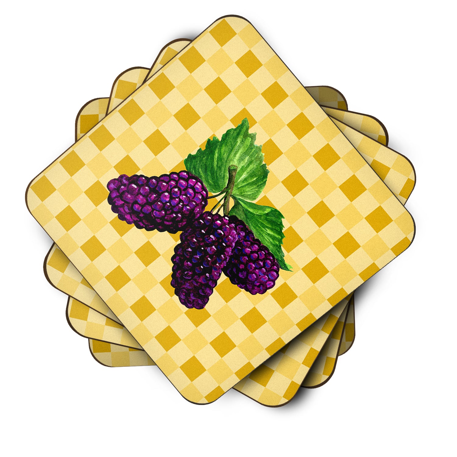 Mulberries on Basketweave Foam Coaster Set of 4 BB7237FC - the-store.com