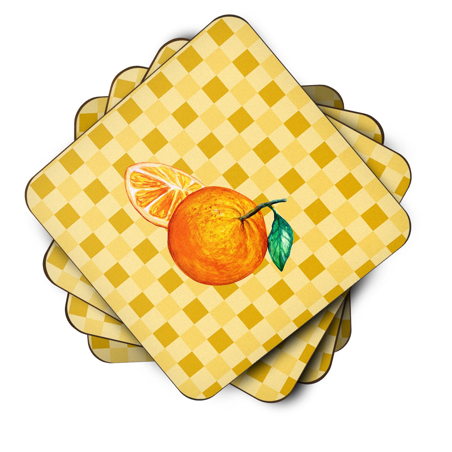 Oranges and Slice on Basketweave Foam Coaster Set of 4 BB7239FC - the-store.com