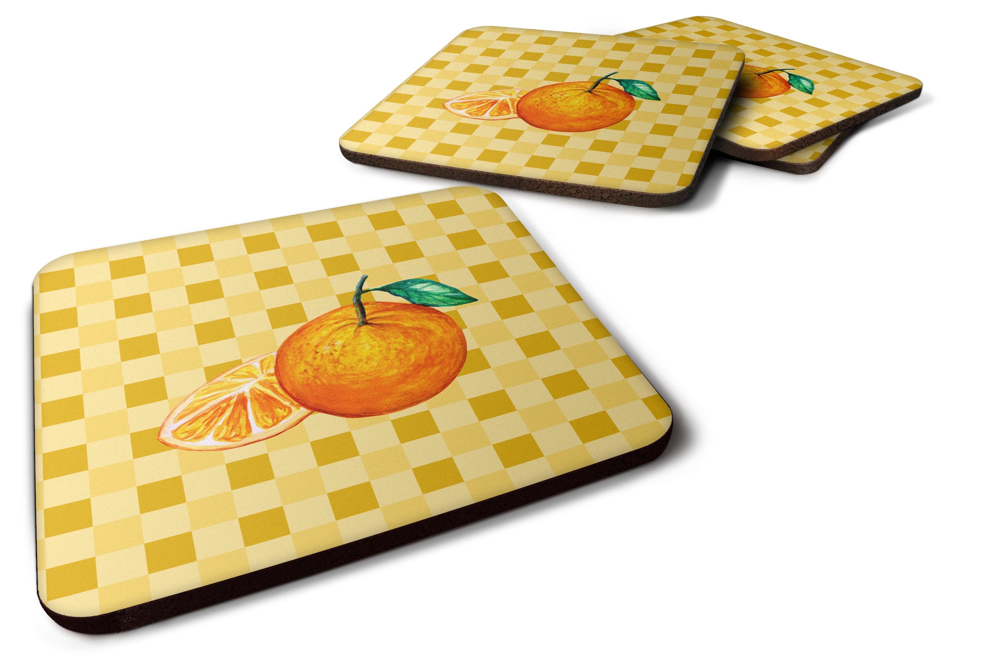 Oranges and Slice on Basketweave Foam Coaster Set of 4 BB7239FC - the-store.com