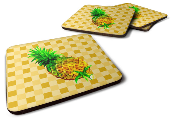 Whole Pineapple on Basketweave Foam Coaster Set of 4 BB7245FC - the-store.com