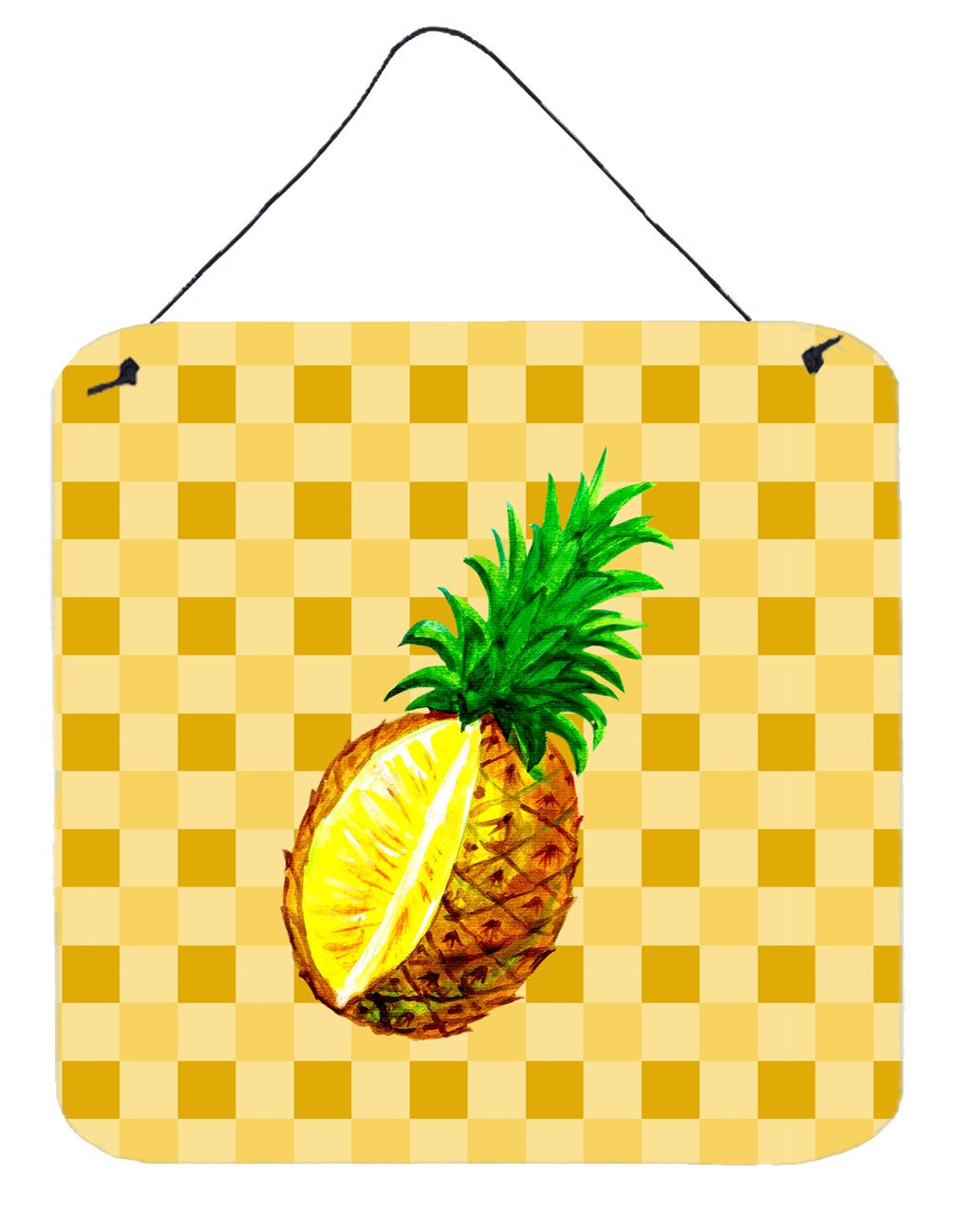 Whole Pineapple Cut on Basketweave Wall or Door Hanging Prints BB7247DS66 by Caroline&#39;s Treasures