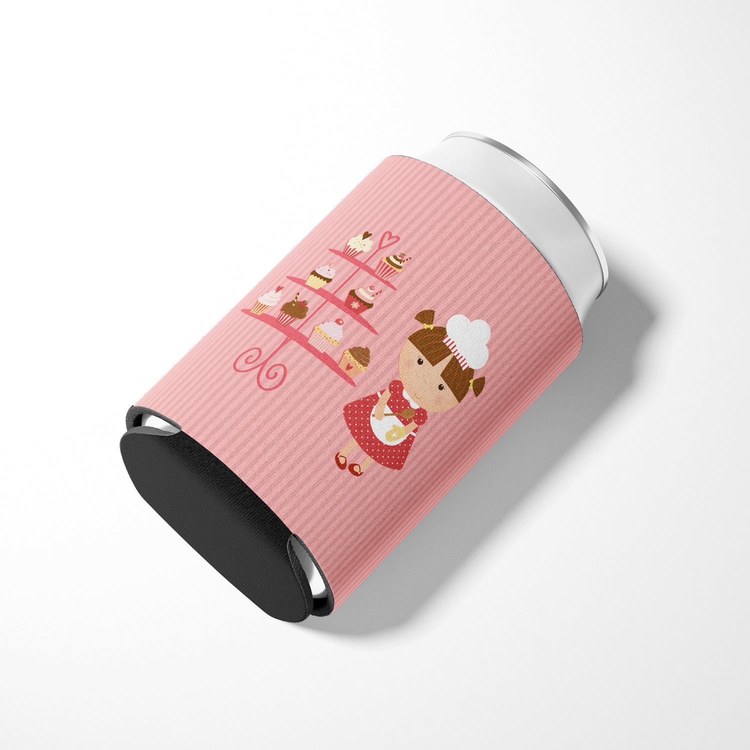 Cupcake Baker Brunette Pink Can or Bottle Hugger BB7254CC