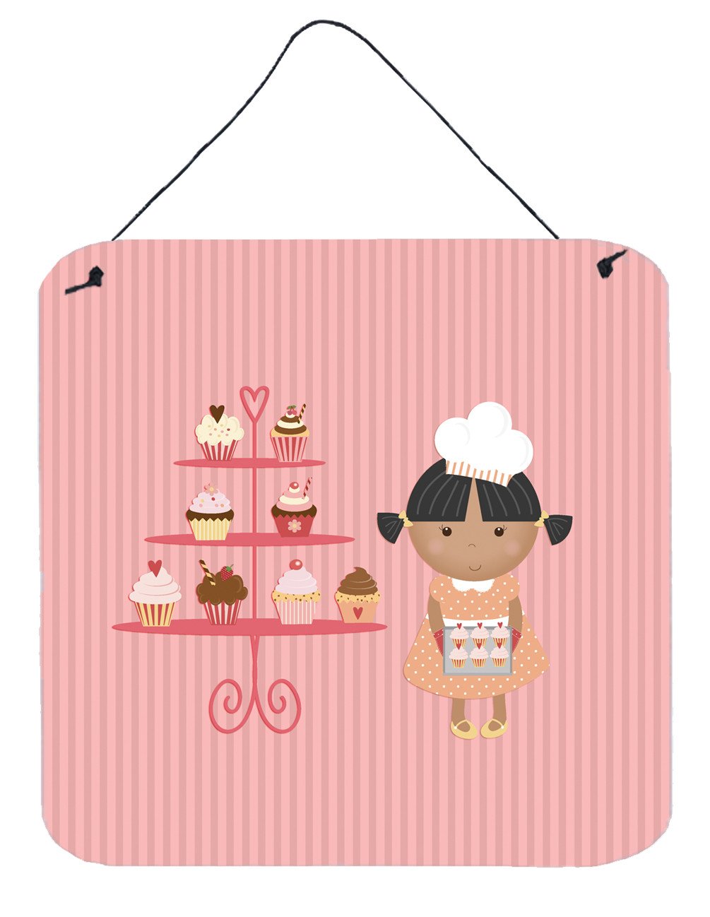 Cupcake Baker African American Pink Wall or Door Hanging Prints BB7257DS66 by Caroline&#39;s Treasures