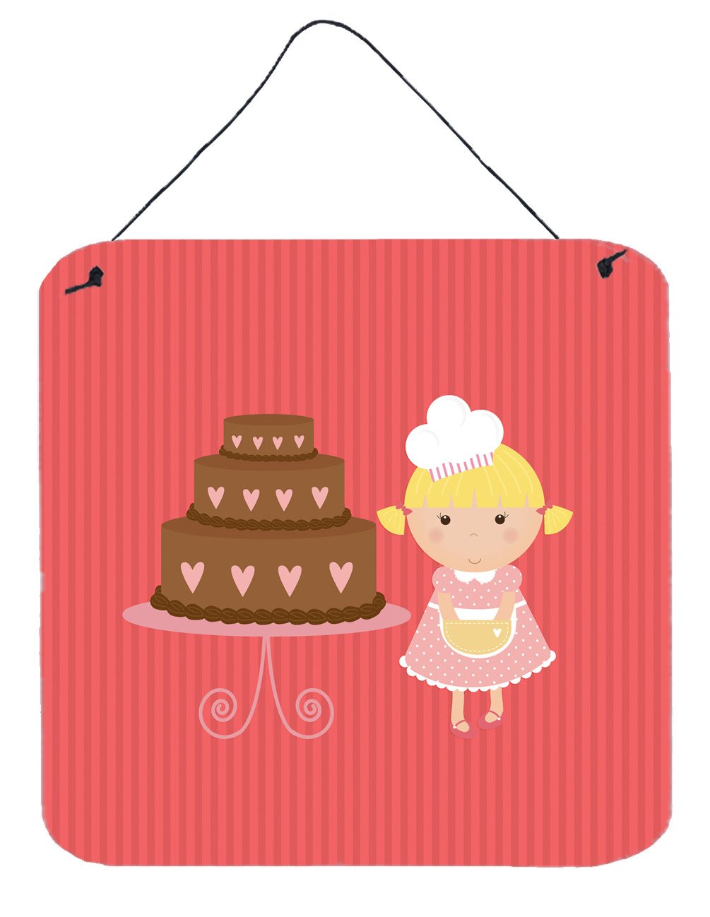 Valentine&#39;s Cake Baker Blonde Wall or Door Hanging Prints BB7265DS66 by Caroline&#39;s Treasures