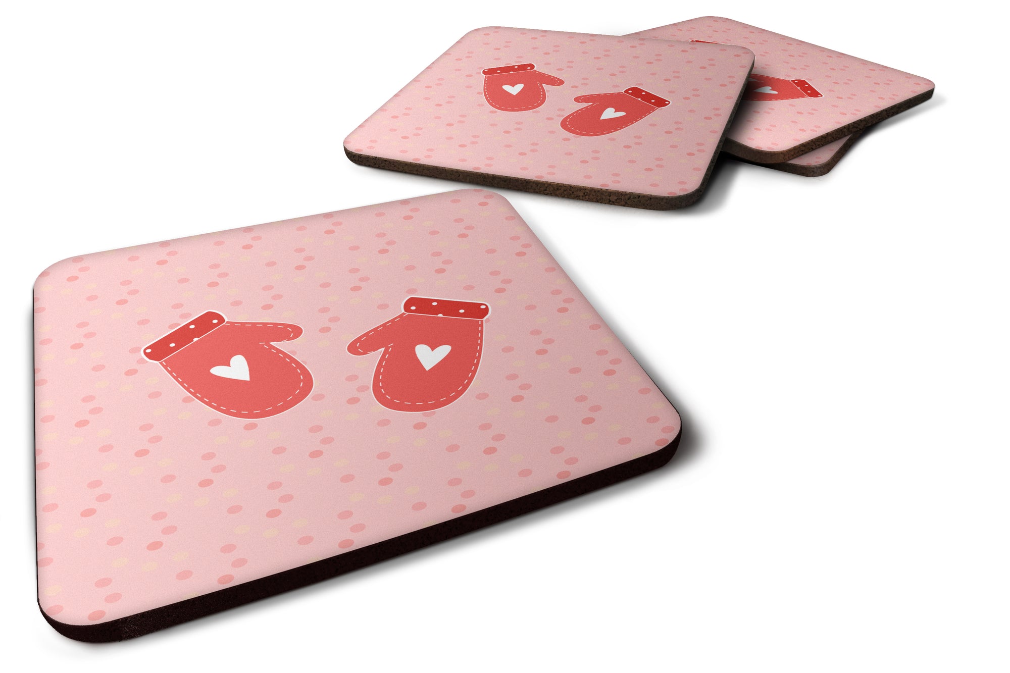 Oven Mitts Pink Foam Coaster Set of 4 BB7267FC - the-store.com