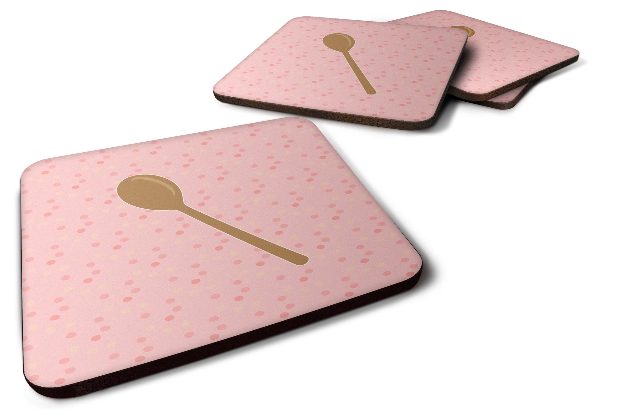 Wooden Spoon Pink Foam Coaster Set of 4 BB7270FC - the-store.com