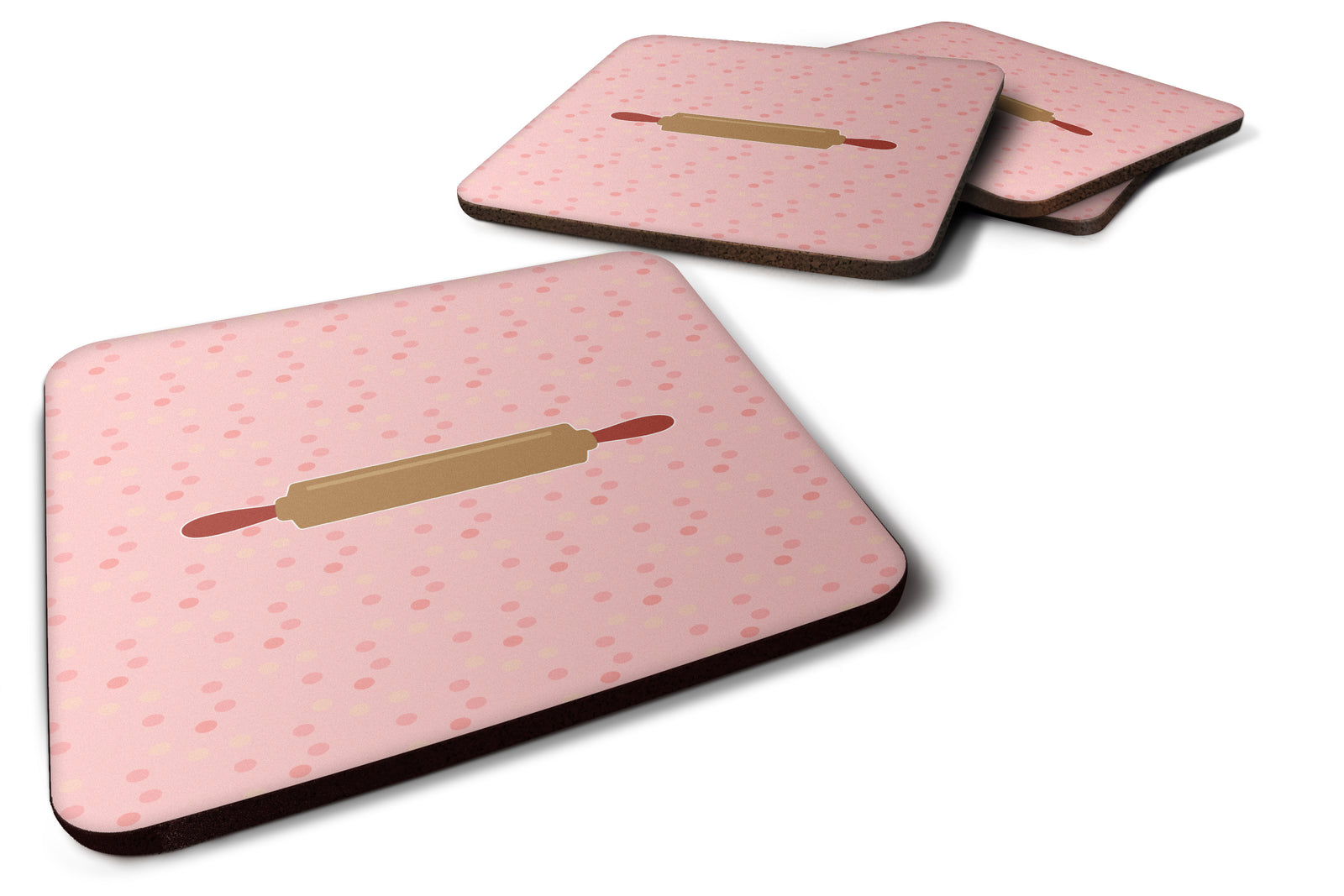 Rolling Pin Pink Foam Coaster Set of 4 BB7271FC - the-store.com
