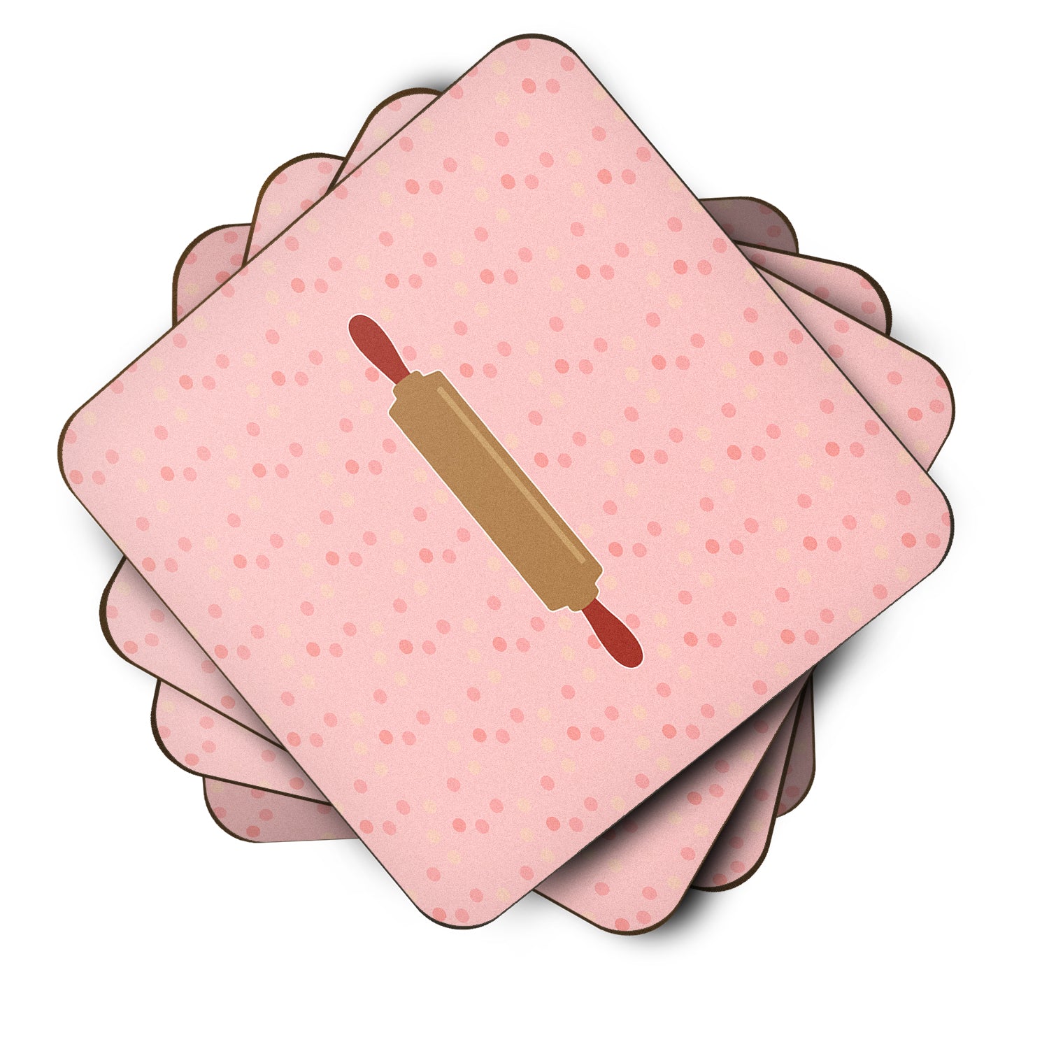 Rolling Pin Pink Foam Coaster Set of 4 BB7271FC - the-store.com