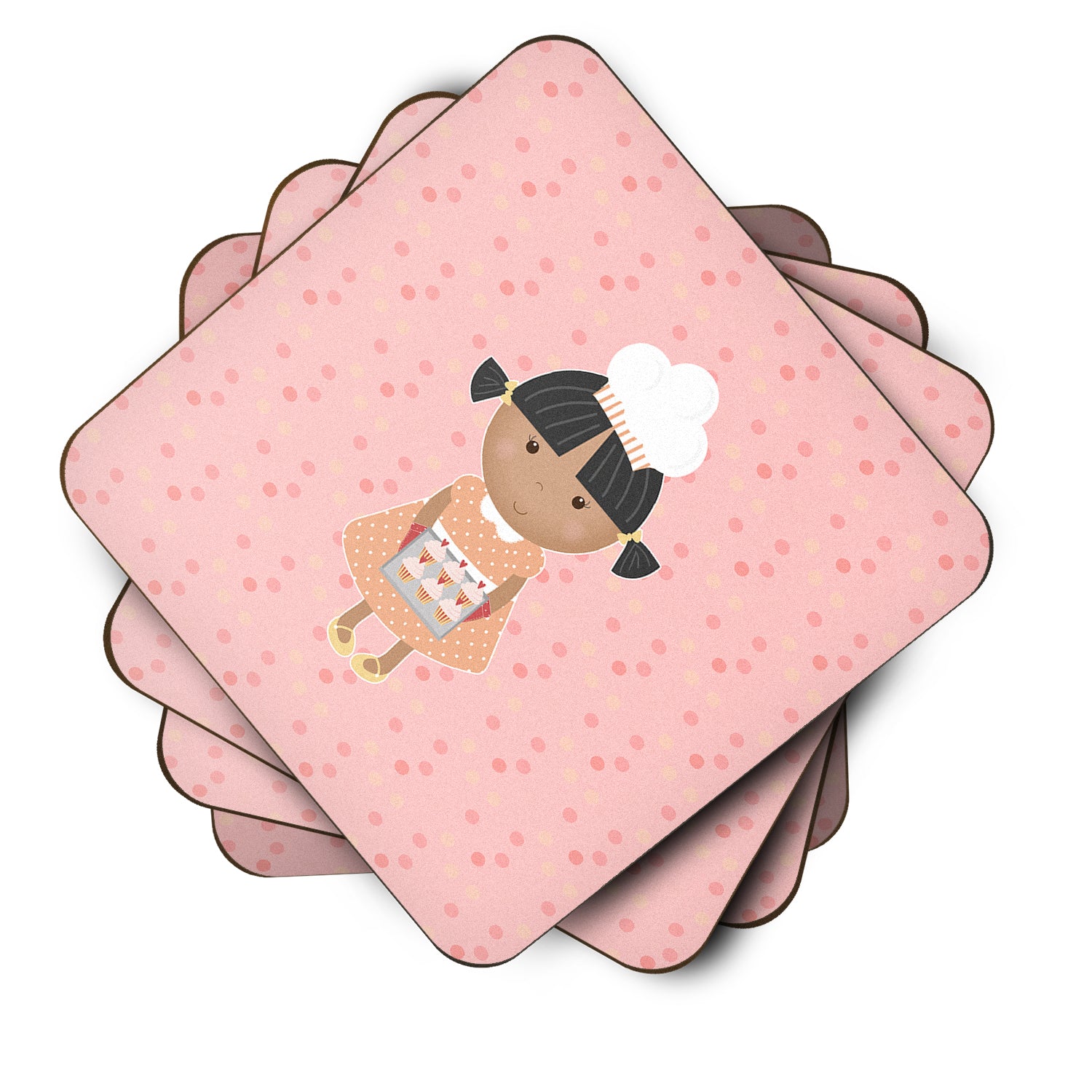 Baker African American on Pink Foam Coaster Set of 4 BB7278FC - the-store.com
