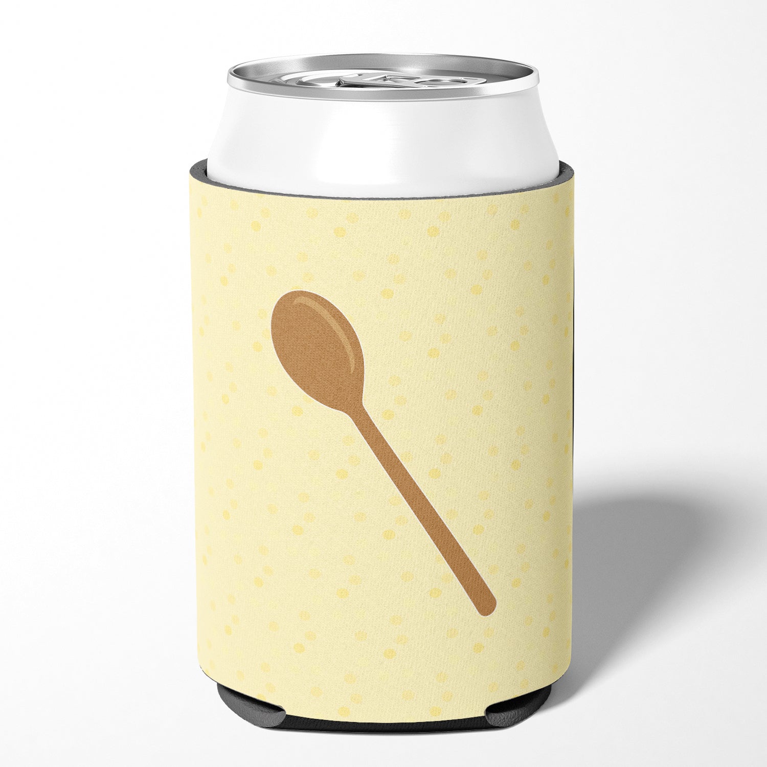 Wooden Spoon on Yellow Can or Bottle Hugger BB7285CC